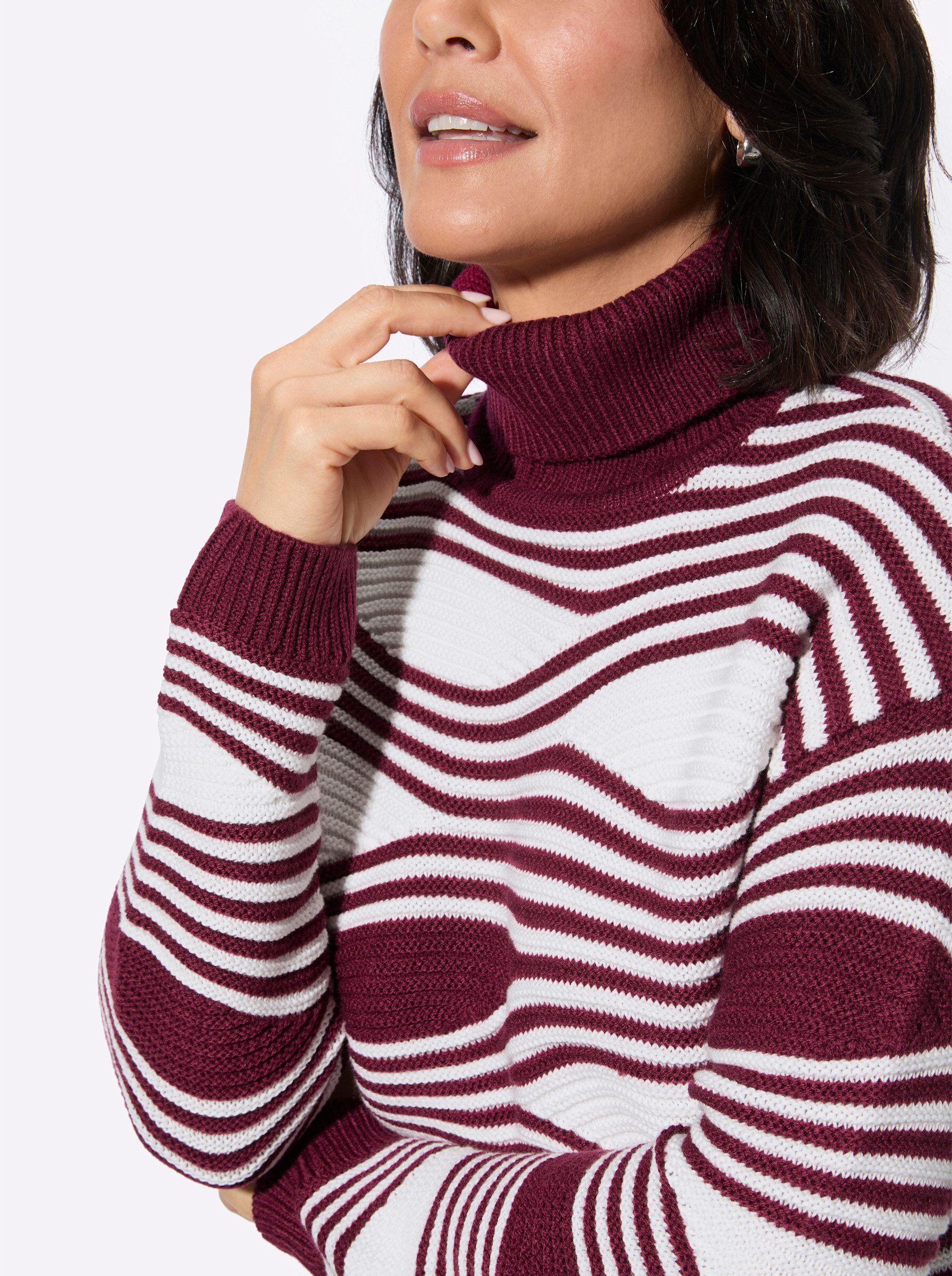 Witt Strickpullover Rollkragenpullover Langarm Intarsien