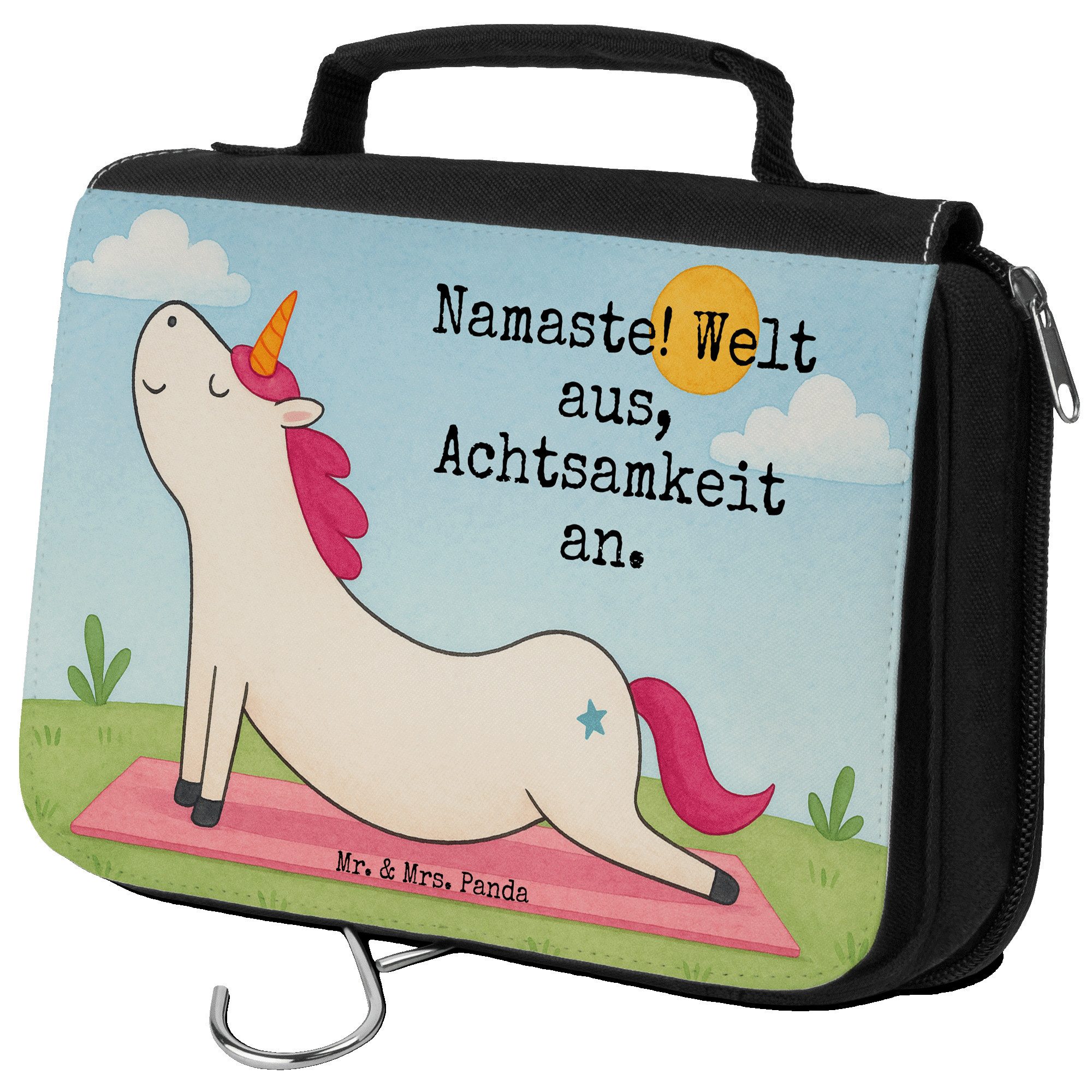 Mr. & Mrs. Panda Kulturbeutel Einhorn Yoga Design, Necessaire, Weiß, Unicorn, Kulturbeutel, kosmeti (Packung), Unicorn hygienebeutel Kulturbeutel