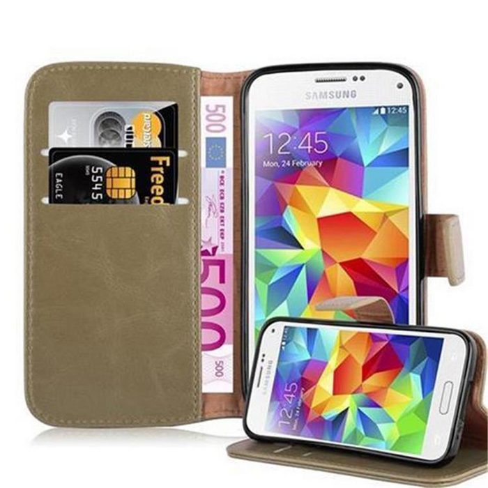 Cadorabo Handyhülle Luxury Book Samsung Galaxy S5 MINI / S5 MINI DUOS Klappbare Handy Schutzhülle - Hülle - mit Standfunktion und Kartenfach