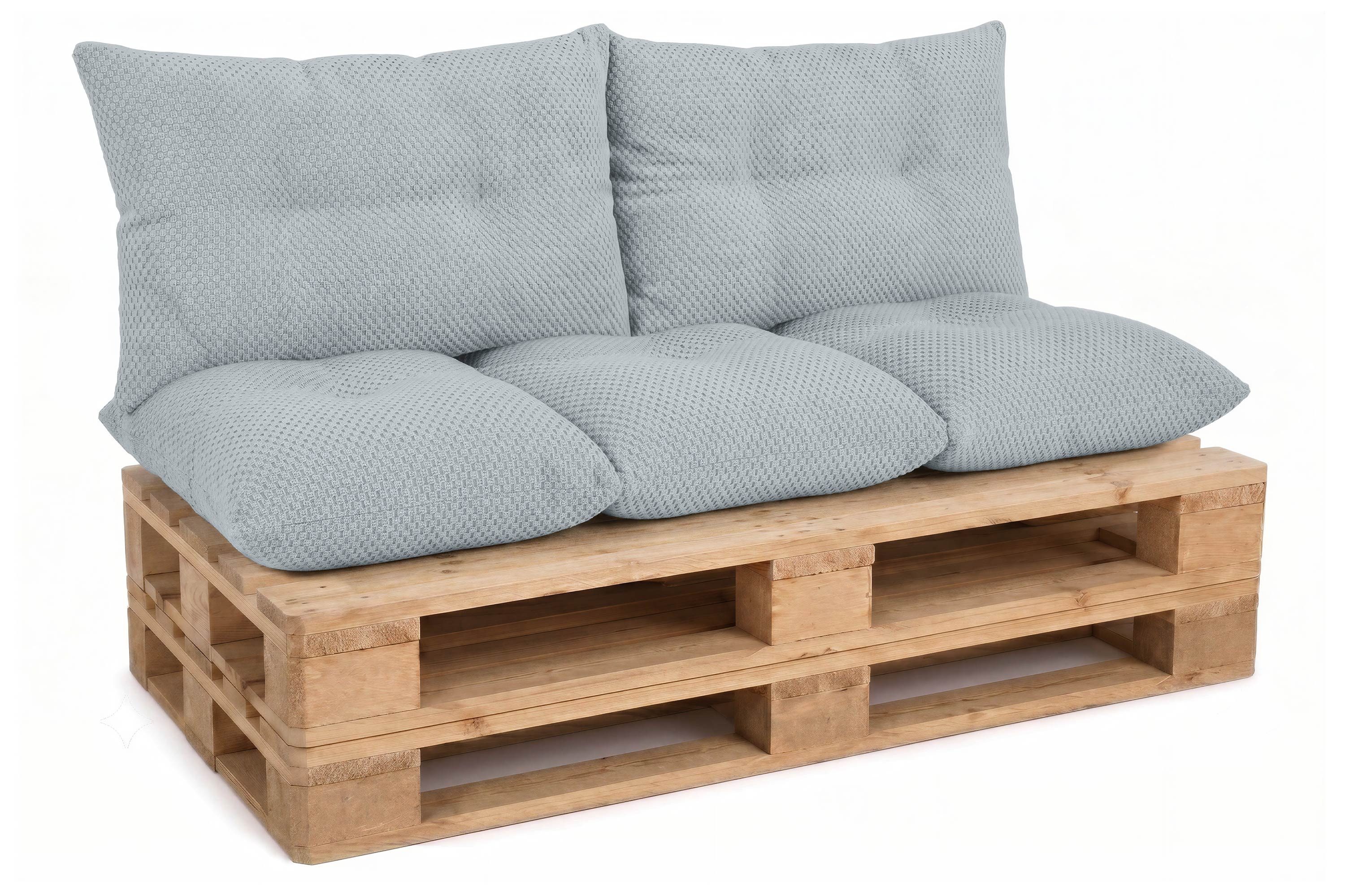 Amilian Palettenkissen Sitzkissen 120x60 cm + 2x Kissen 40x60 cm, 3-teiliges Set Inklusive Füllung für Europaletten Balkon Terrasse