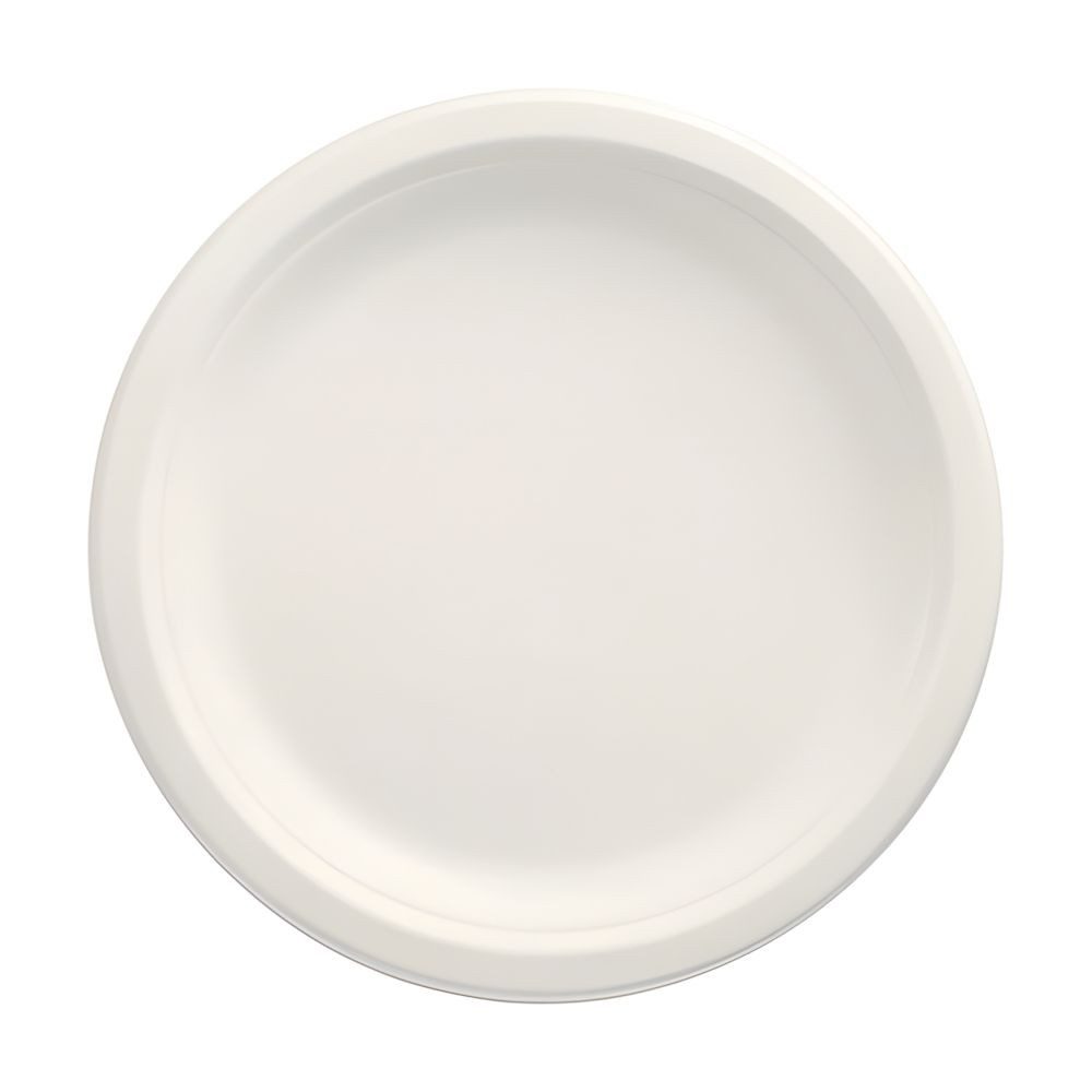 PAPSTAR Einwegteller Teller, Zuckerrohr pure ungeteilt Ø 23 cm, 2 cm weiss 100 Stk