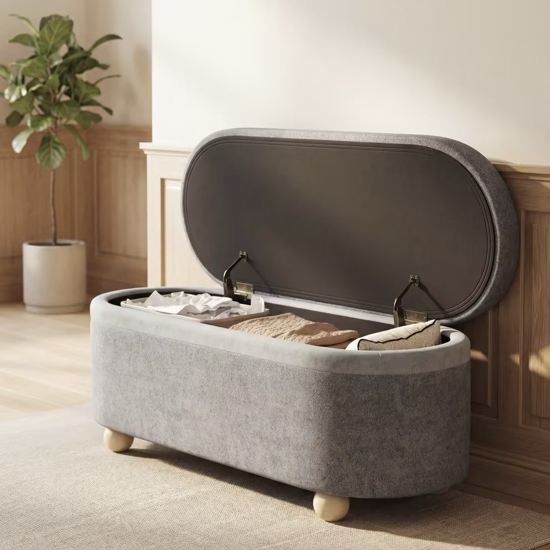 Flieks Polsterbank (110x41x47 cm, 1-St., mit Stauraum), Sitzbank Polsterhocker Bettbank Esszimmerstuhl, Imitationswollestoff