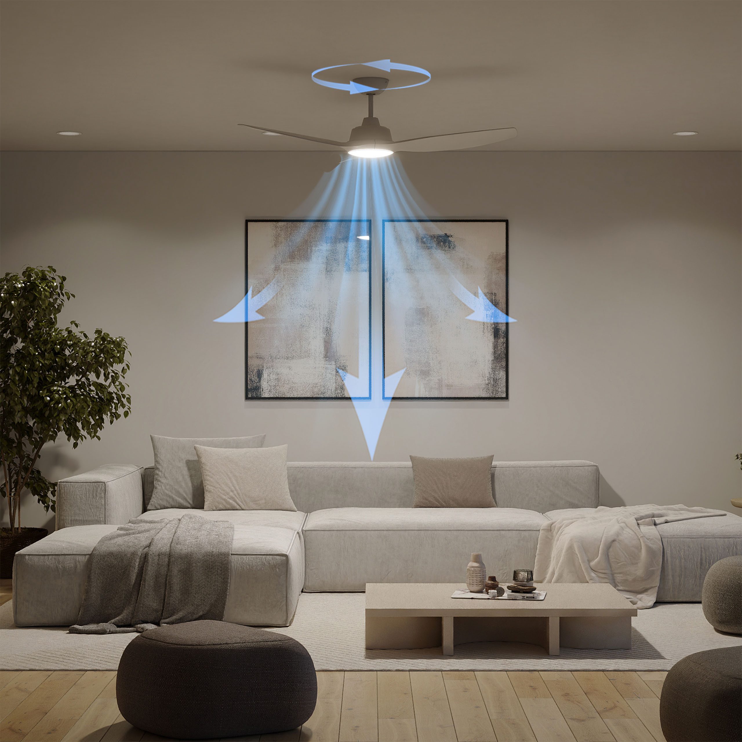 Philips LED Deckenleuchte Fixed 24W DC-Ventilator 30W, fixe Rotorblätter, ⌀ 106cm, weiß, CCT - über Fernbedienung, Dimmer, Dimmfunktion, Ein-/Ausschalter, Farbsteuerung, Fernbedienung, Infrarot inkl., Memoryfunktion, Ventilatorfunktion, dimmbar über Fernbedienung, mehrere Helligkeitsstufen, LED fest integriert, warmweiß - kaltweiß, 3000-6500 Kelvin, dimmbar mit Fernbedienung, 2650 Lumen