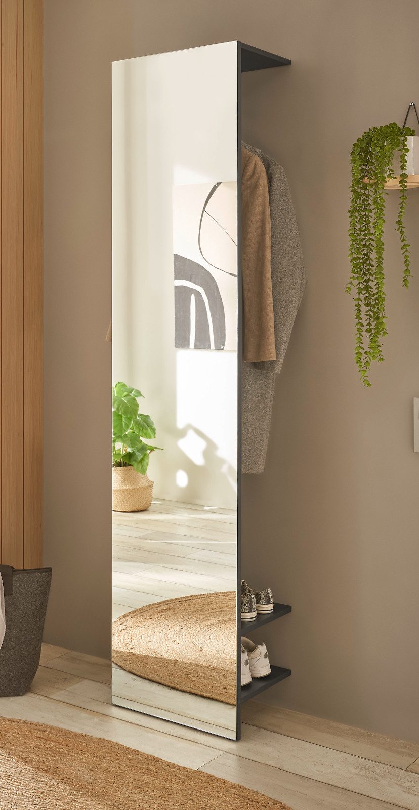 Furn.Design Kompaktgarderobe Center (Flurgarderobe in grau matt, 50 x 200 c günstig online kaufen