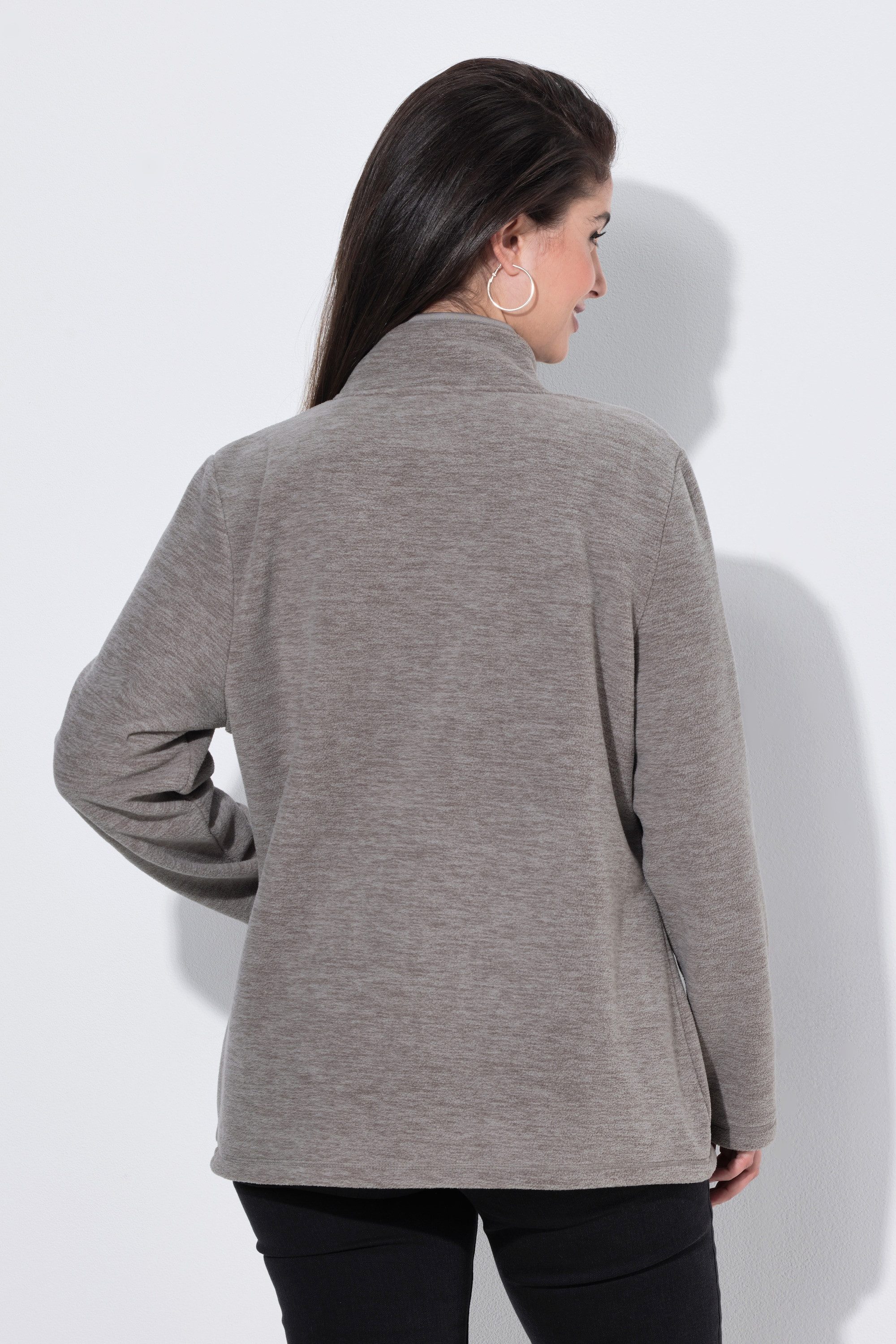 Ulla Popken Sweatjacke Fleecejacke meliert Stehkragen Langarm – Bild 3 von 4