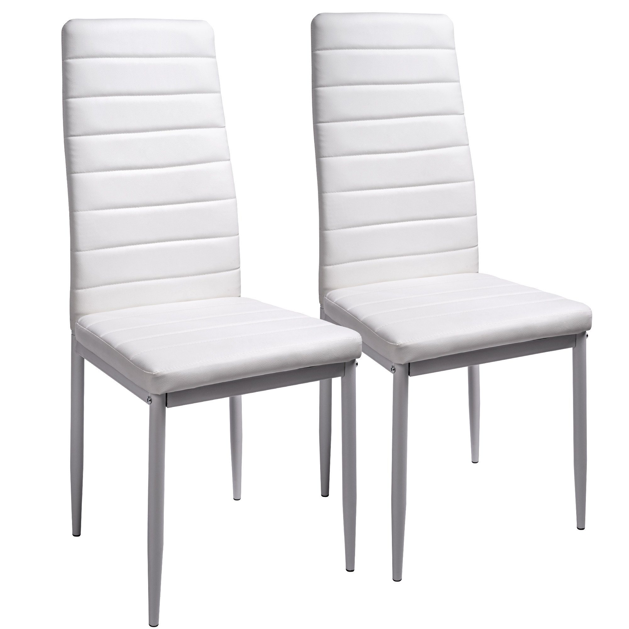 TRISENS Esszimmerstuhl Gabi (2, 4, 6 Stühle nach der Wahl, 2 St), Küchenstuhl mit abgestepptem Bezug in Lederoptik mit Metallbeinen Weiß