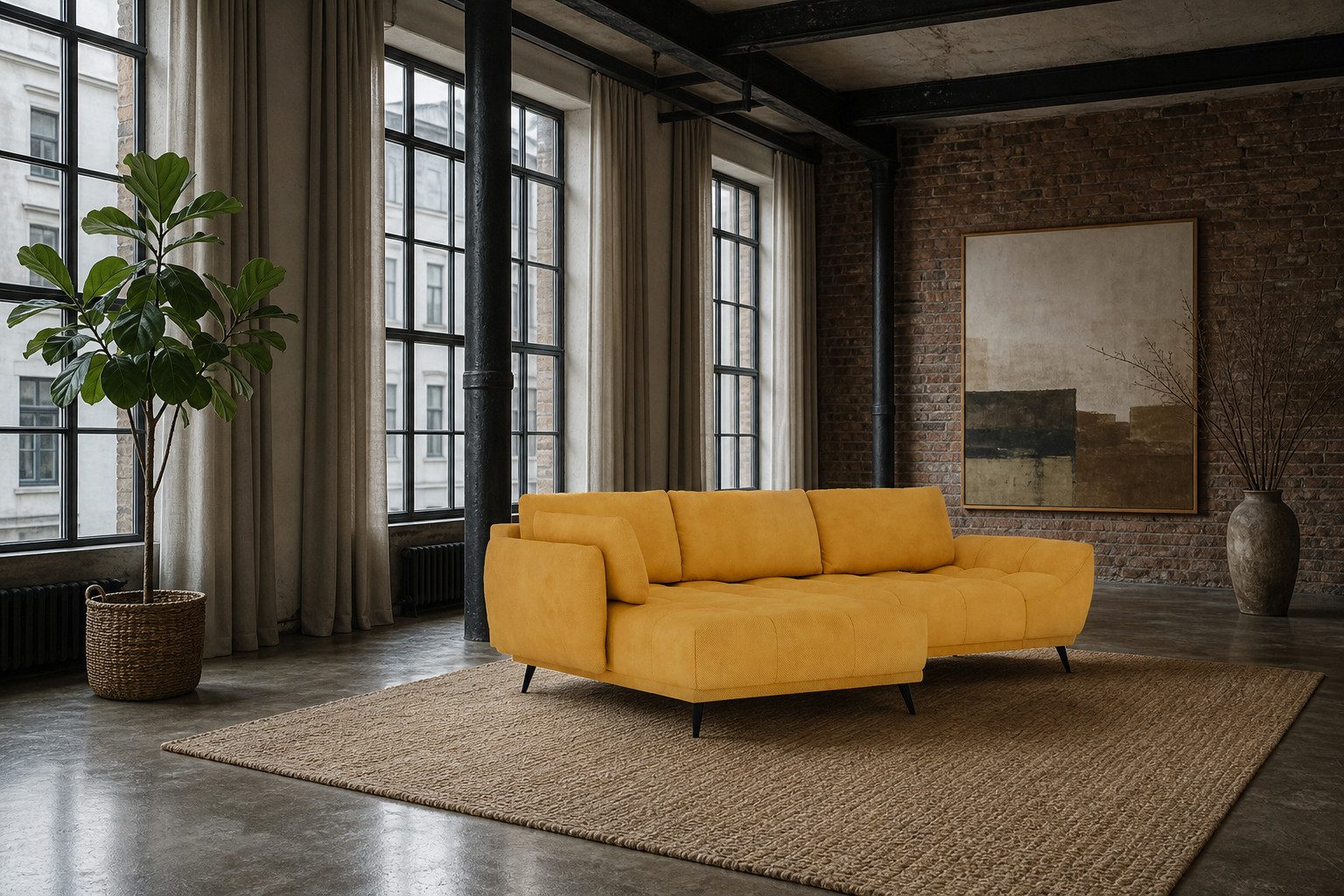 foamnova Schlafsofa Ferrara, mit Recamiere, Maße B 270 × T 169 × H 68 cm, Liegefläche 208 x 130 cm plus Bettkasten für Bettzeug