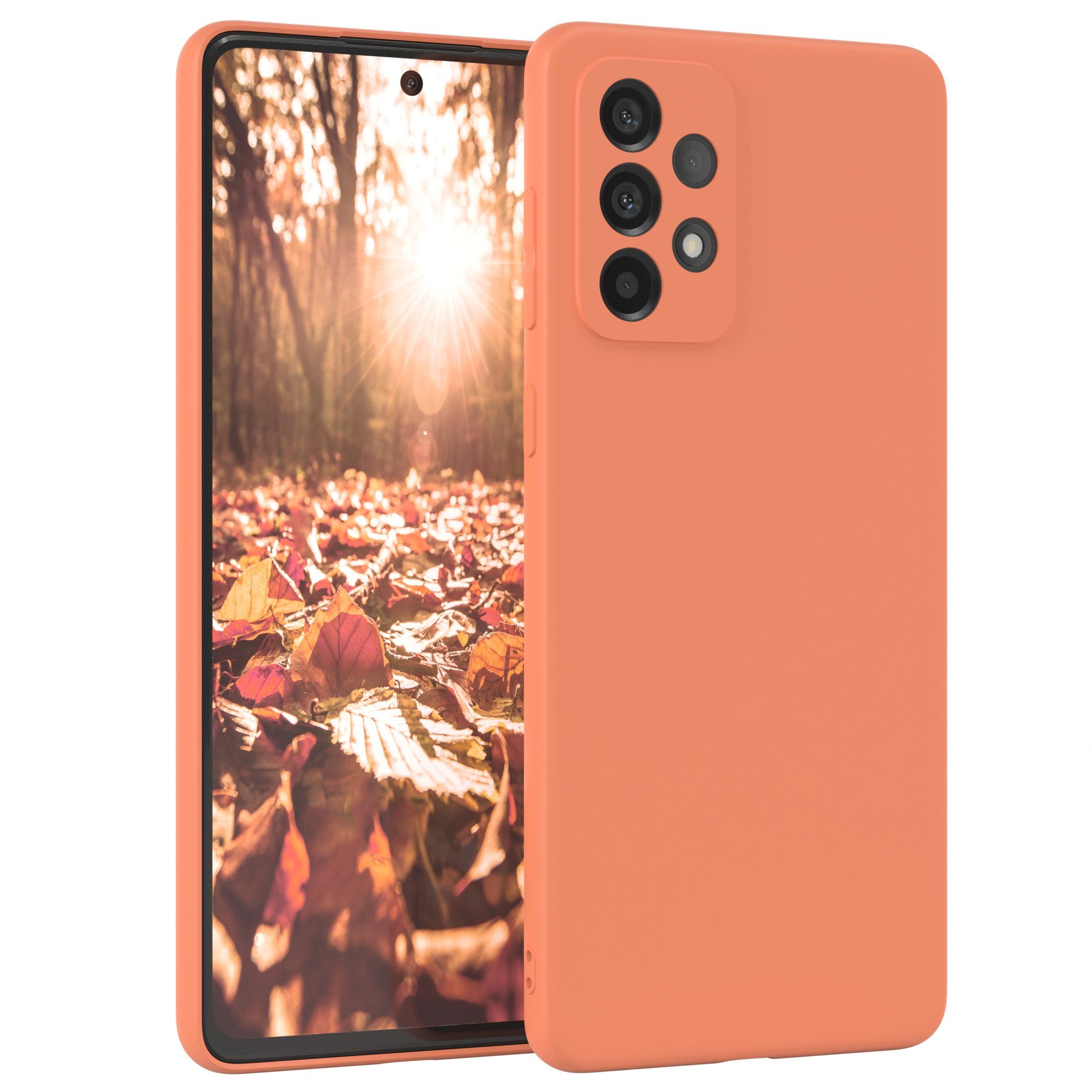 EAZY CASE Handyhülle für Samsung Galaxy A73 5G Hülle Silikon 6,7 Zoll, Schutzhülle mit Kameraschutz telefonhülle elastisch bumper tpu Orange