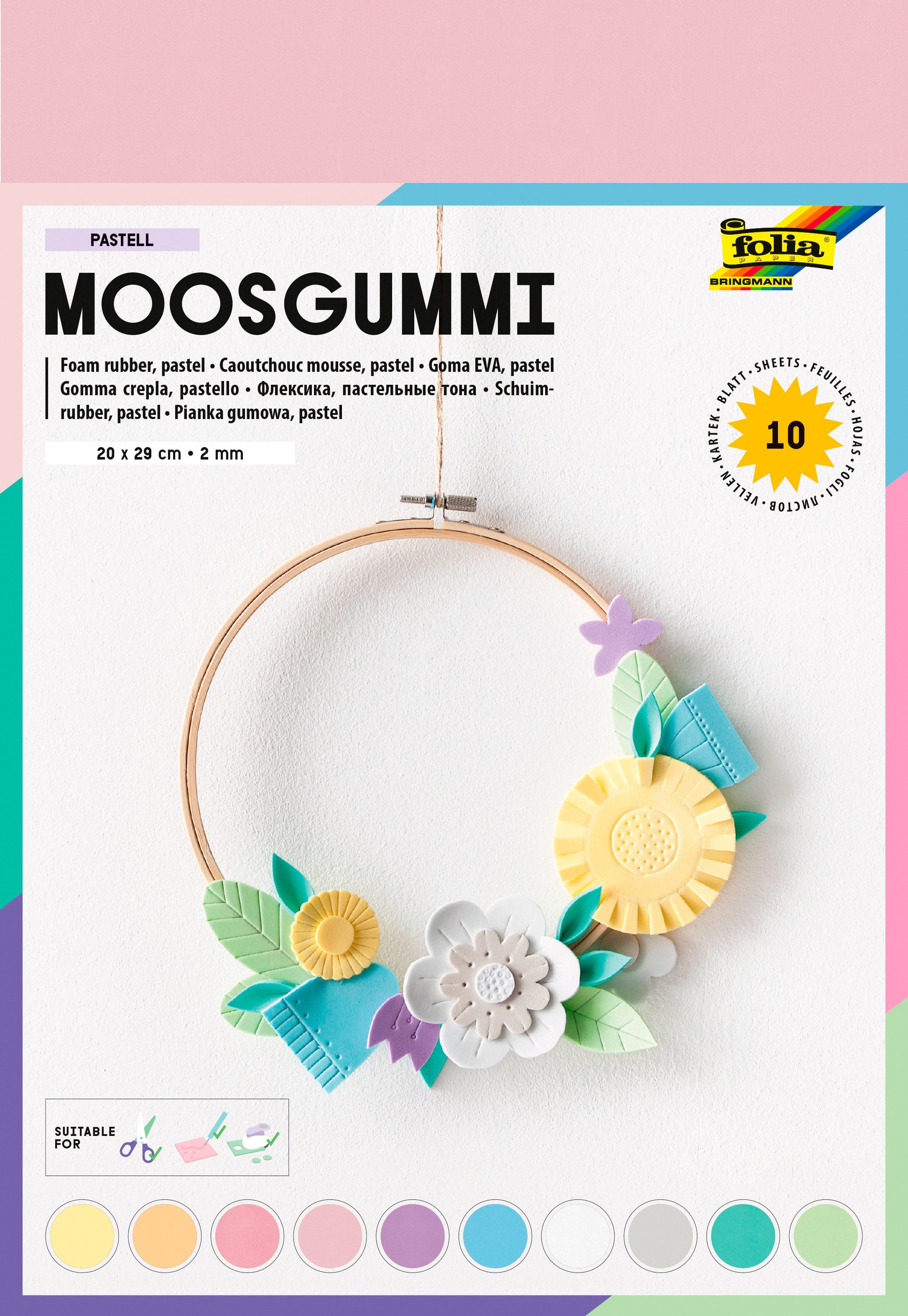 Folia Moosgummi Moosgummi, 20 x 29 cm, 10 Bogen