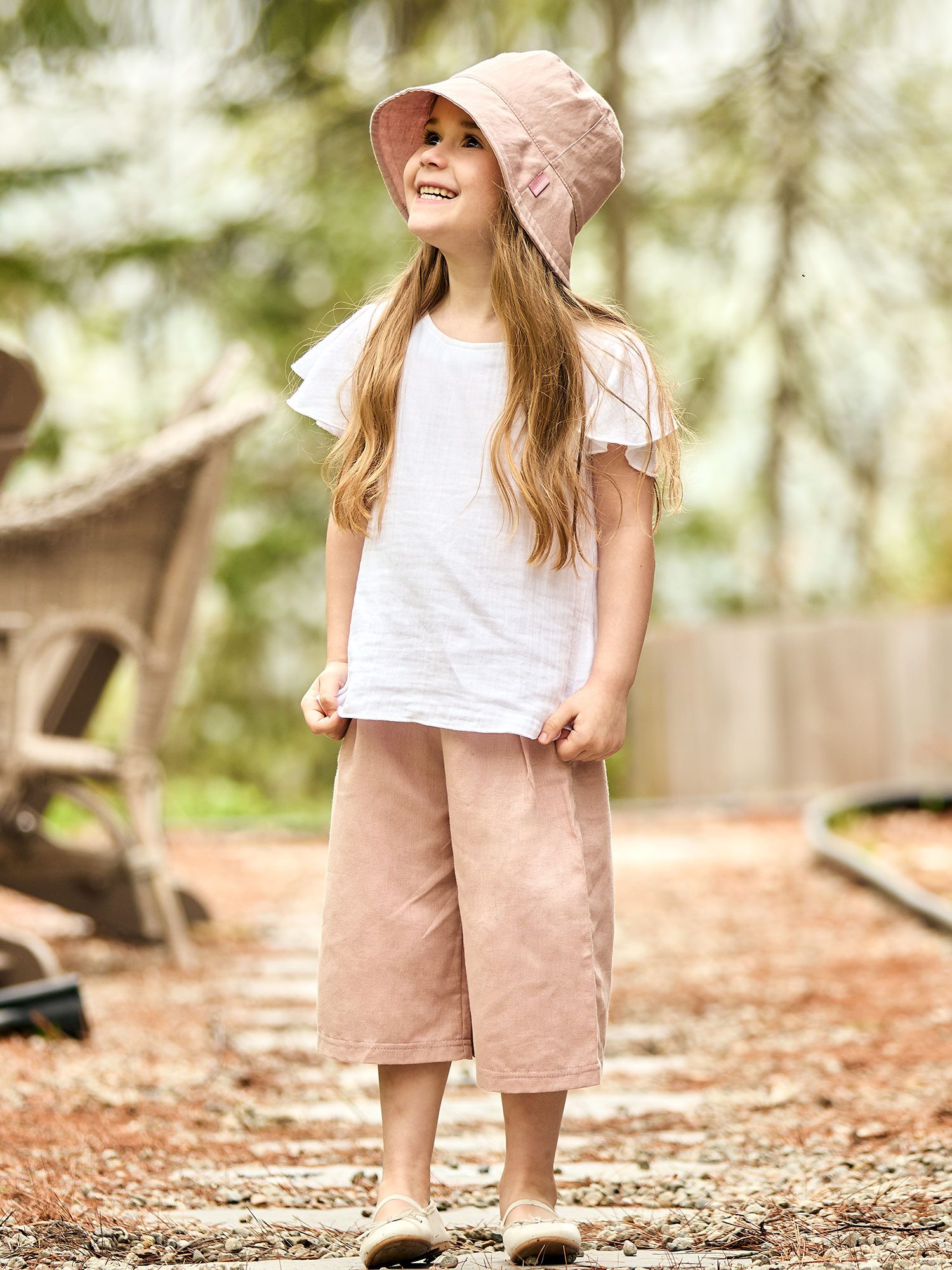 Maximo 7/8-Hose (1-tlg) rosa, Culotte, Leinenoptik, Kleinkind, Mädchen