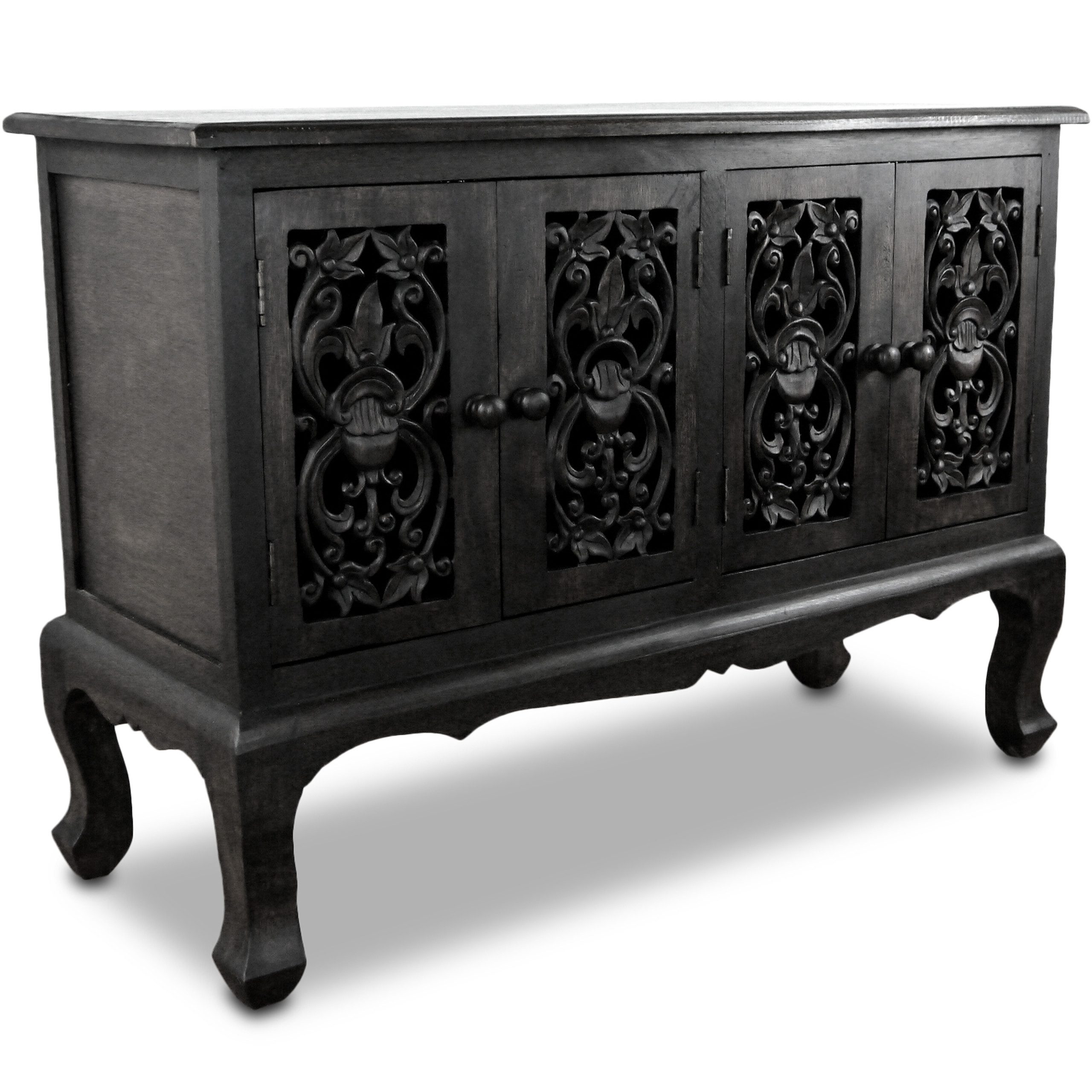 livasia Sideboard Sideboard Massivholz Akazie 100x35x70cm handgeschnitzt aus Thailand