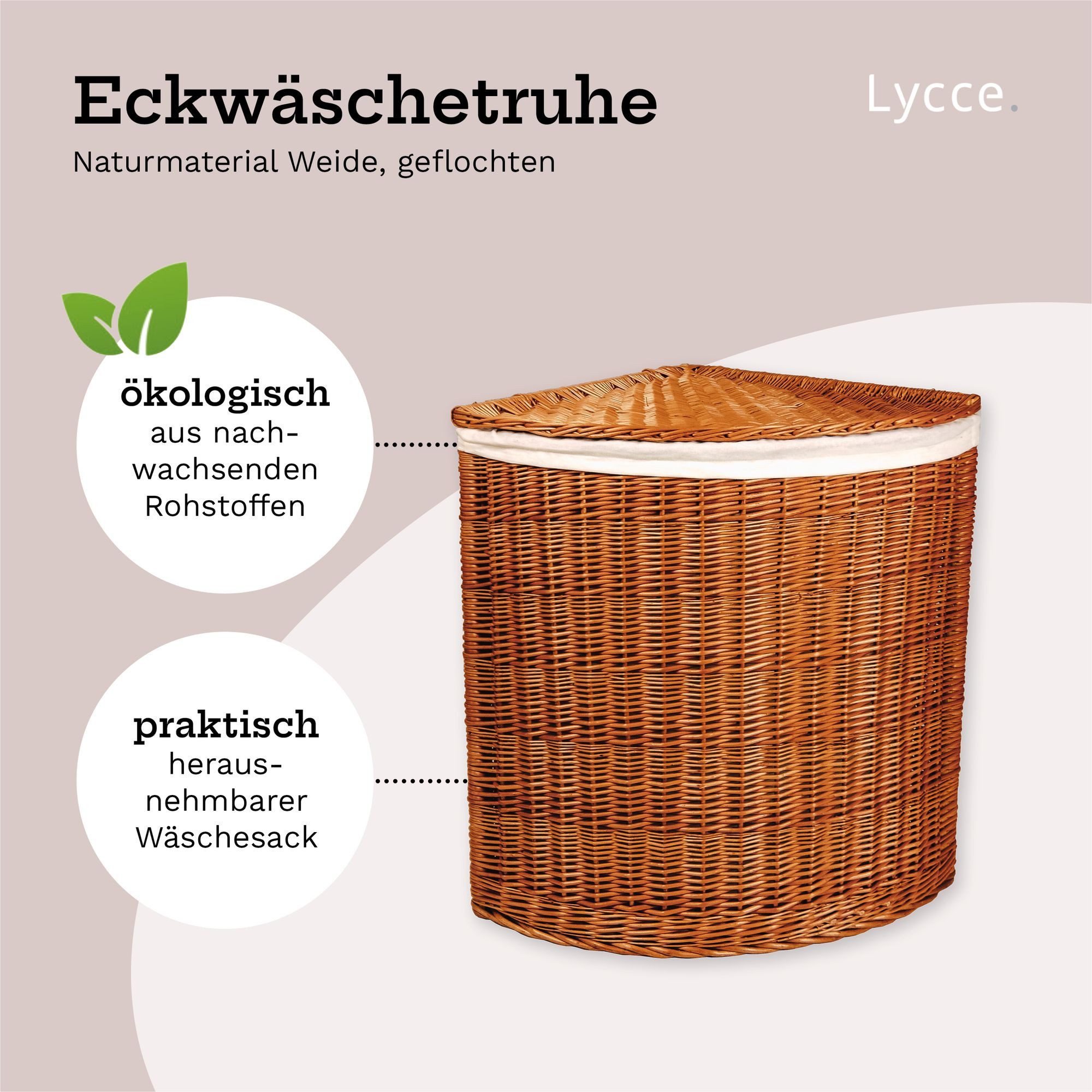 Lycce Wäschekorb Eckwäschetruhe aus Weide Wäschekorb günstig online kaufen