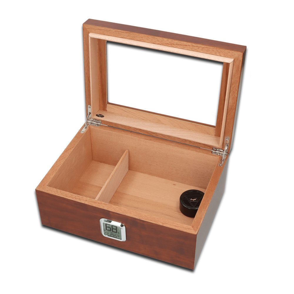 Coumo Humidor Großer Zigarren Gastro Humidor, Sichtfenster, Digitales Hygrometer, Platz für 50 - 75 Zigarren, Digital Hygrometer von TFA