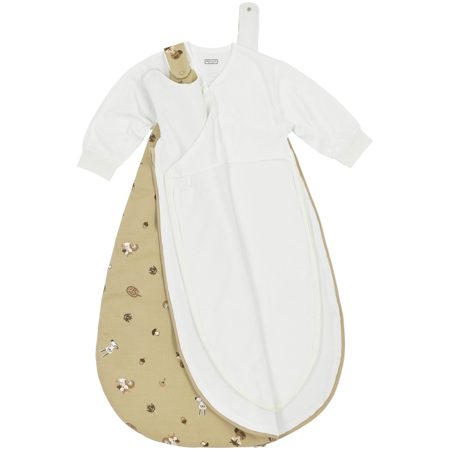Meyco Baby Babyschlafsack Forest Animals Sand (100% Baumwolle, 1 tlg), 74/80 – Bild 2 von 4