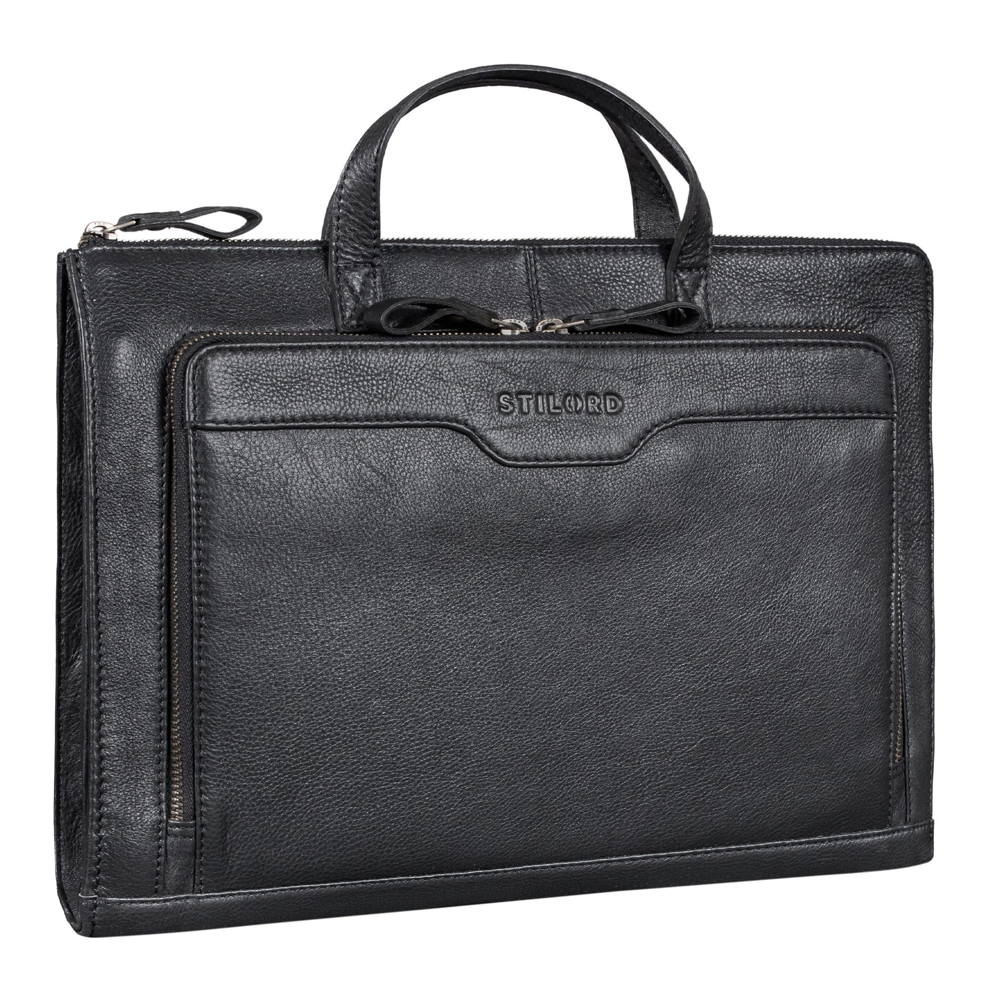 STILORD Laptoptasche "Silvano" Schmale Echtleder Laptop Sleeve 13,3 Zoll Damen und Herren