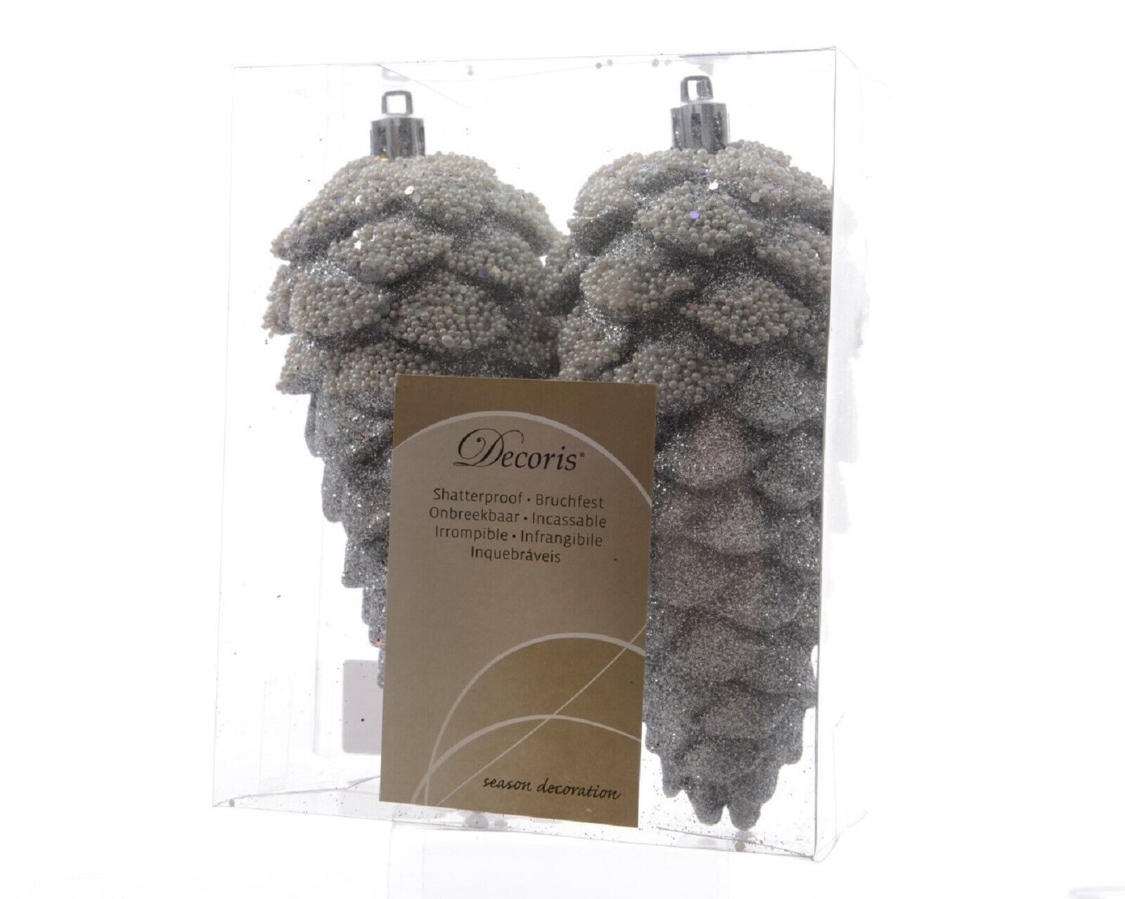 Kaemingk Christbaumschmuck Christbaumschmuck Zapfen bruchfest Länge 14 cm 2 Stück silber