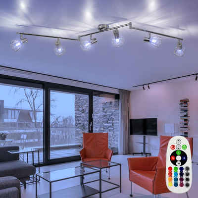 etc-shop LED Deckenleuchte, Leuchtmittel inklusive, Warmweiß, Farbwechsel, Käfig Decken Lampe FERNBEDIENUNG Chrom Spot Leuchte DIMMBAR im Set