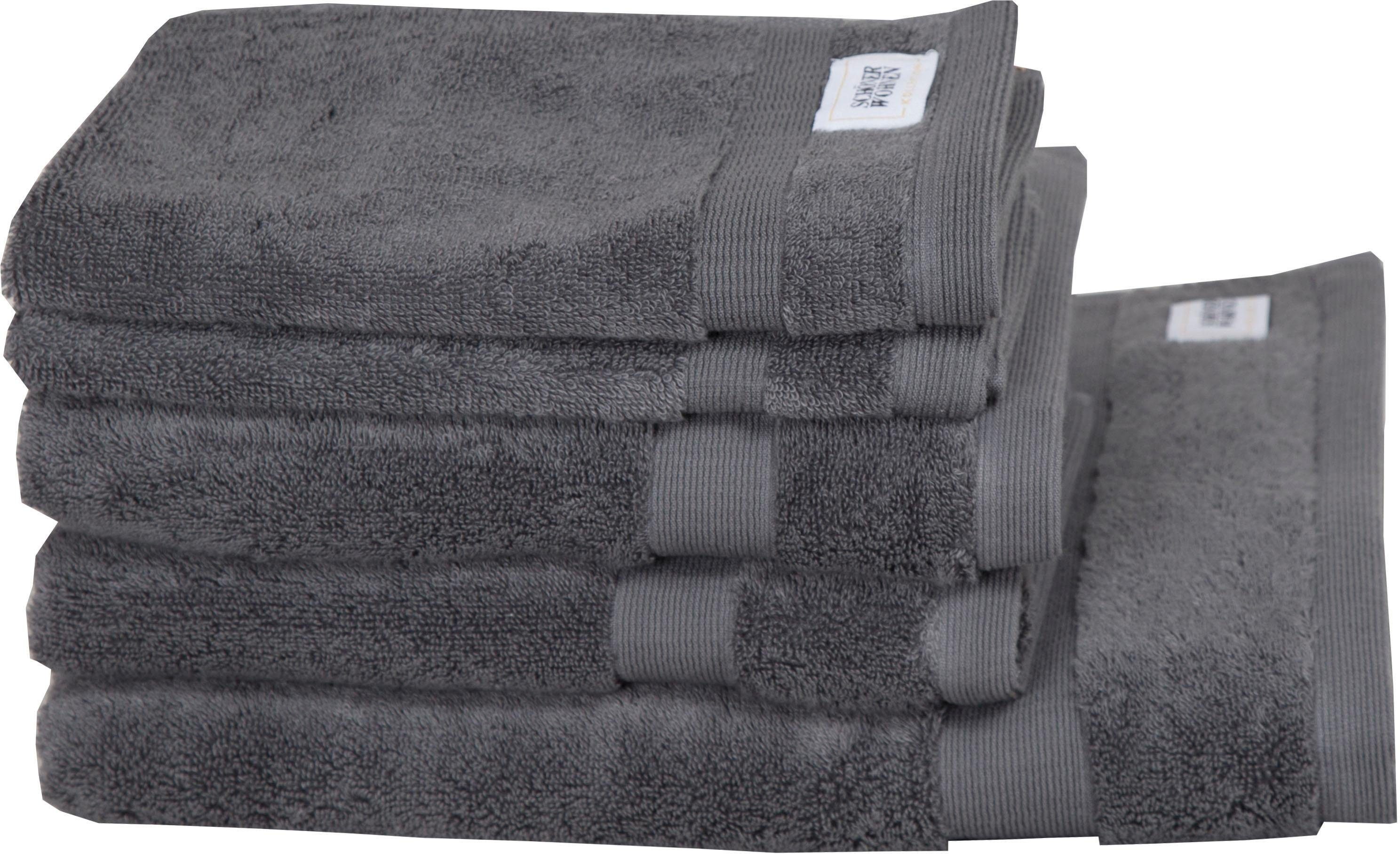 SCHÖNER WOHNEN-Kollektion Handtuch Set Cuddly, schnell Frotteevelours, 5-tlg), Airtouch-Qualität trocknende anthrazit (Set