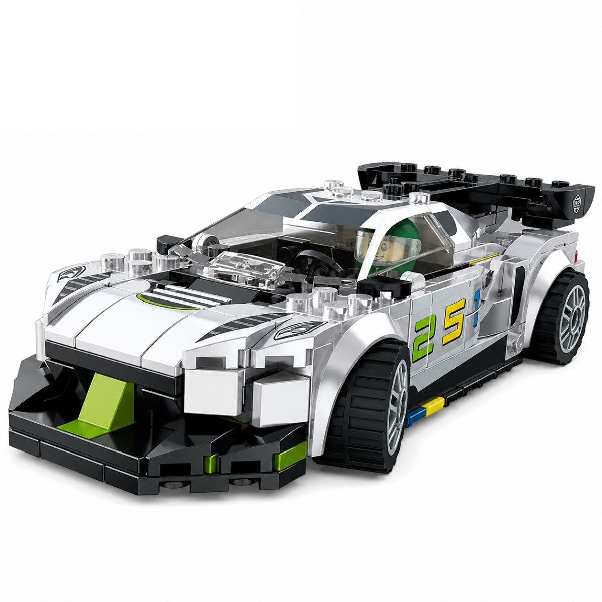 R2 Invest Klemmbausteine Rennwagen 322 Teile mit Figur Bauset Auto ab 6 Jahren Spielbausteine, (322 St)
