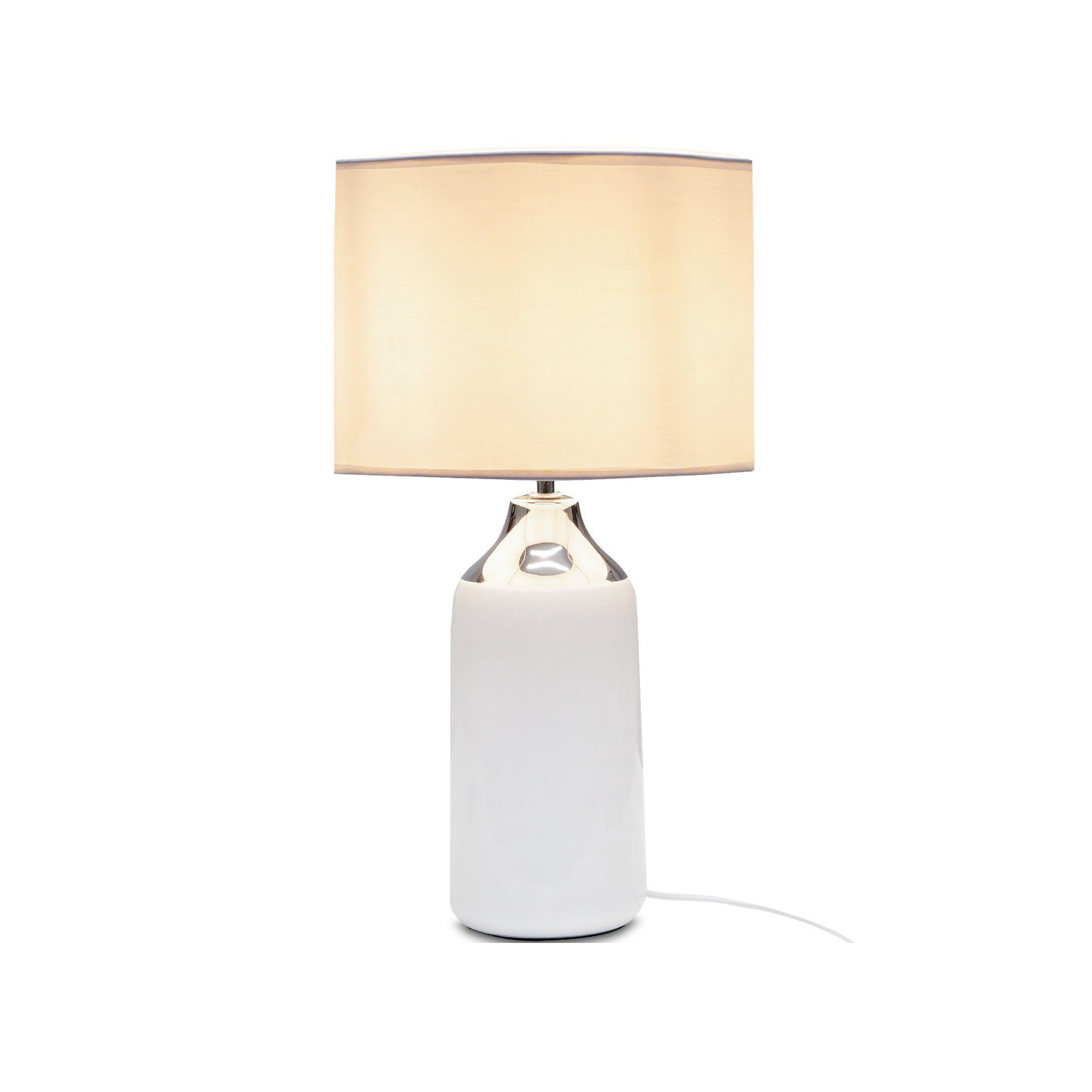 E14 1,5 Tischlampe VENO Schreibtischlampe weiß, Leuchmittel Konsimo wechselbar, glänzend Nachttischlampe m,