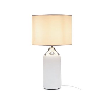 Konsimo Schreibtischlampe VENO Tischlampe Nachttischlampe glänzend weiß, Leuchmittel wechselbar, 1,5 m, E14