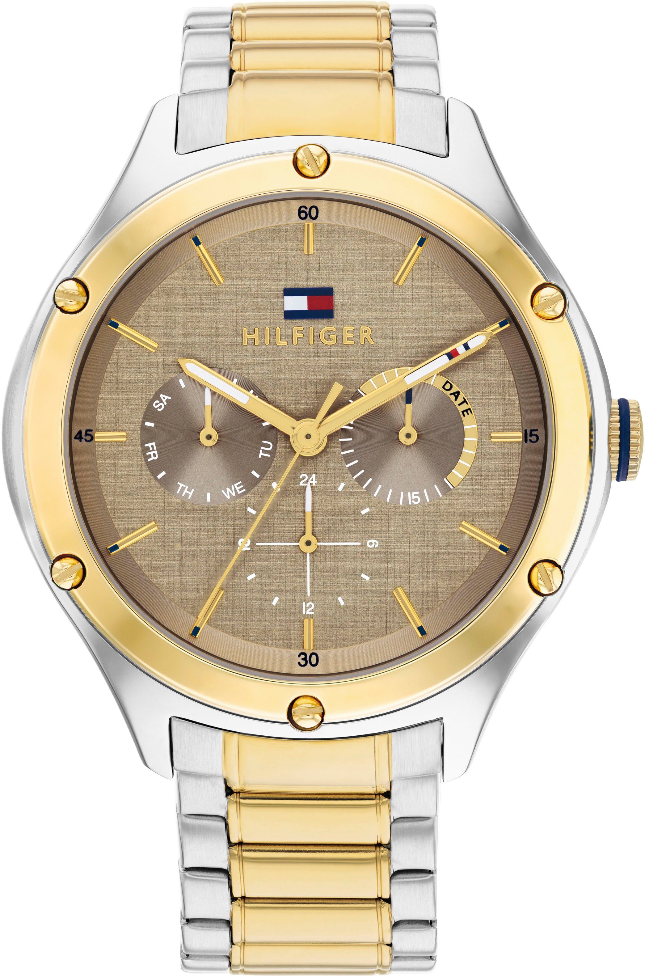Tommy Hilfiger Multifunktionsuhr CLASSIC 1782658, Quarzuhr, Armbanduhr, Damenuhr, Herrenuhr, Datum, Edelstahlarmband