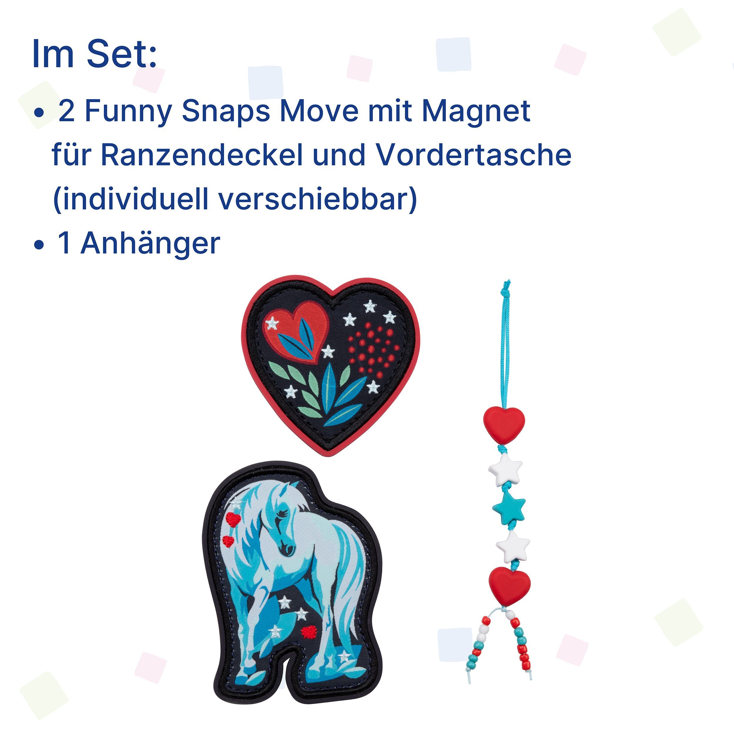 Scout Schulranzen-Patch Scout Funny Snaps Move 3er Set White Unicorn