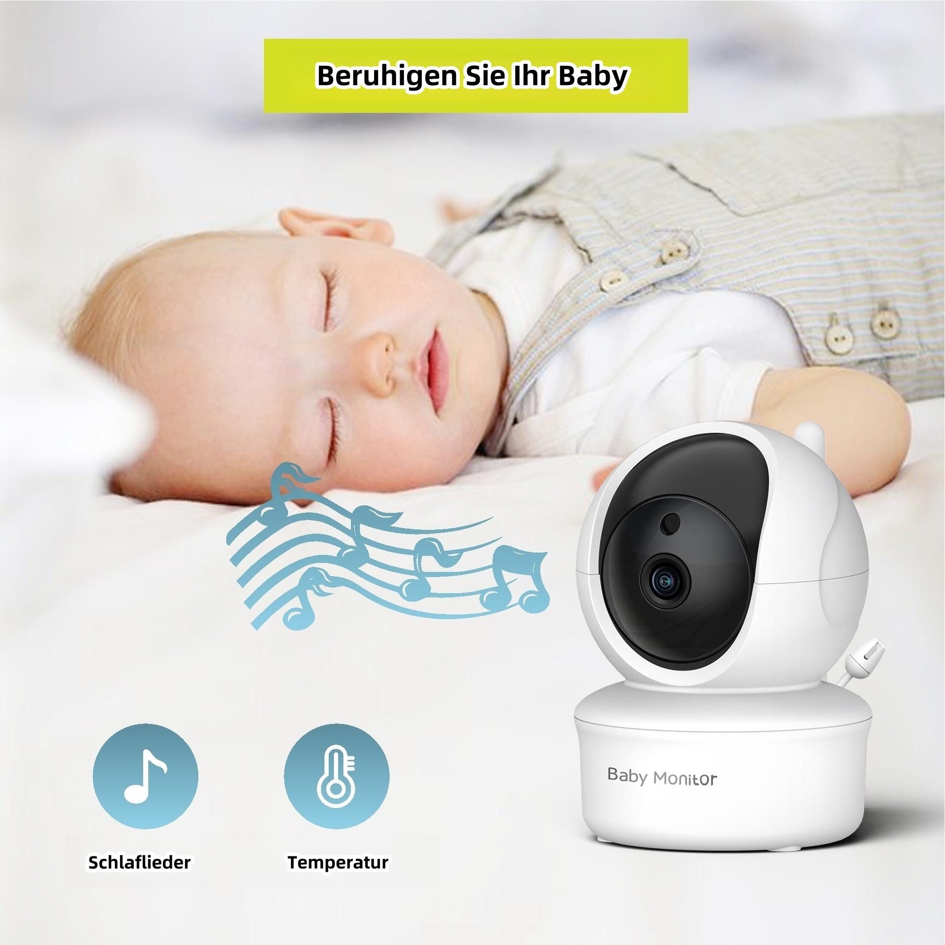 BBWL Video-Babyphone Babyphone mit Kamera 5 Zoll Display, Nachtsicht, Temperaturüberwachung, VOX, 300m Reichweite, Zwei-Wege-Audio & Schlafliedfunktion
