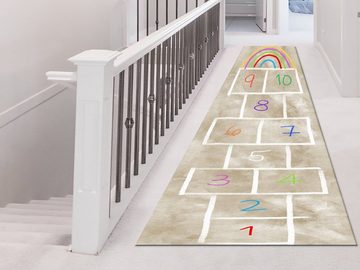 Kinderteppich Teppich-Läufer, beties, ca. 66x240 cm, Höhe: 3 mm, bedruckt, Indoor Hüpfspiel Himmel und Hölle, zuschneidbar