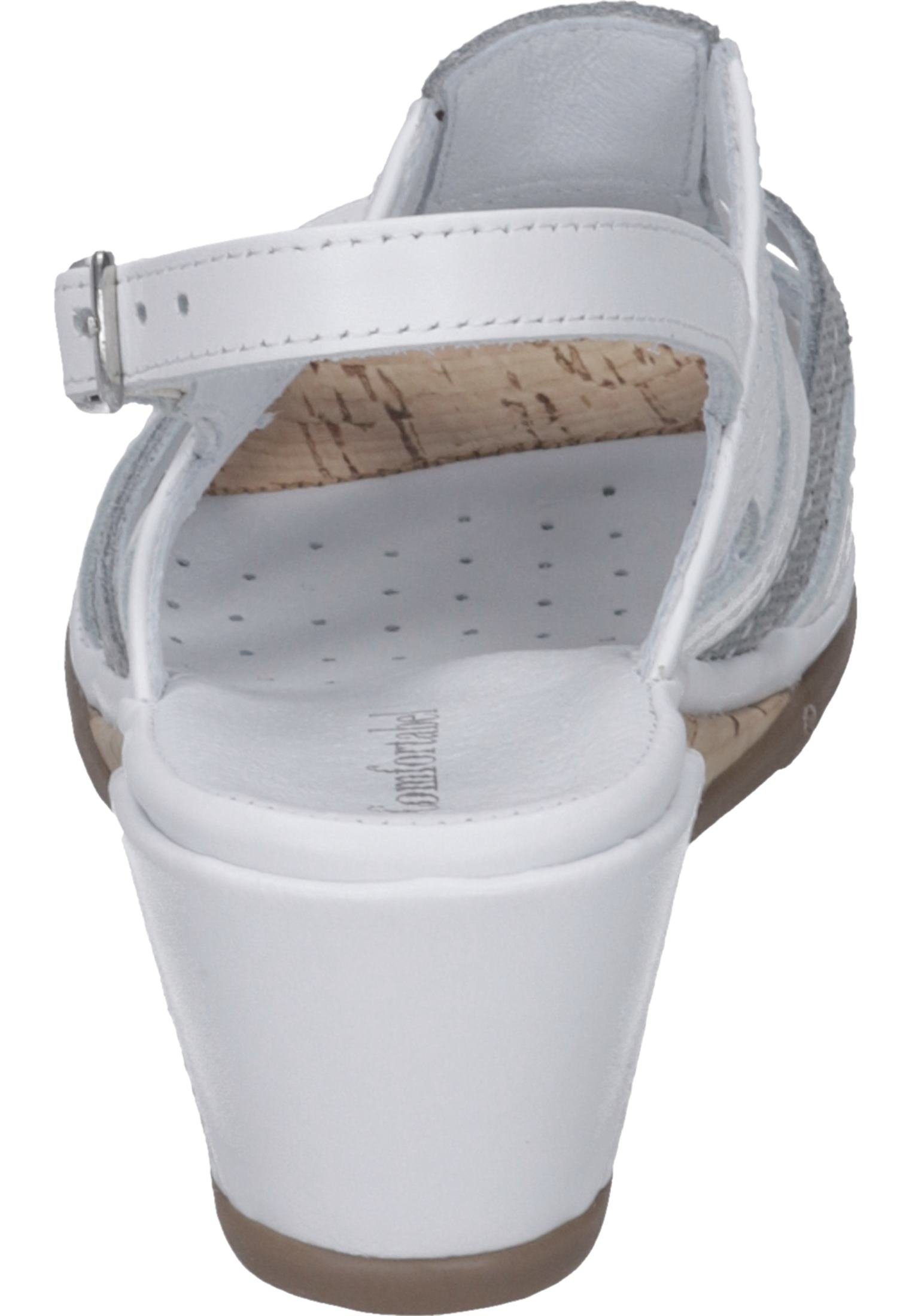 Keilsandalette mit Gummizug Comfortabel weiß Sandalen
