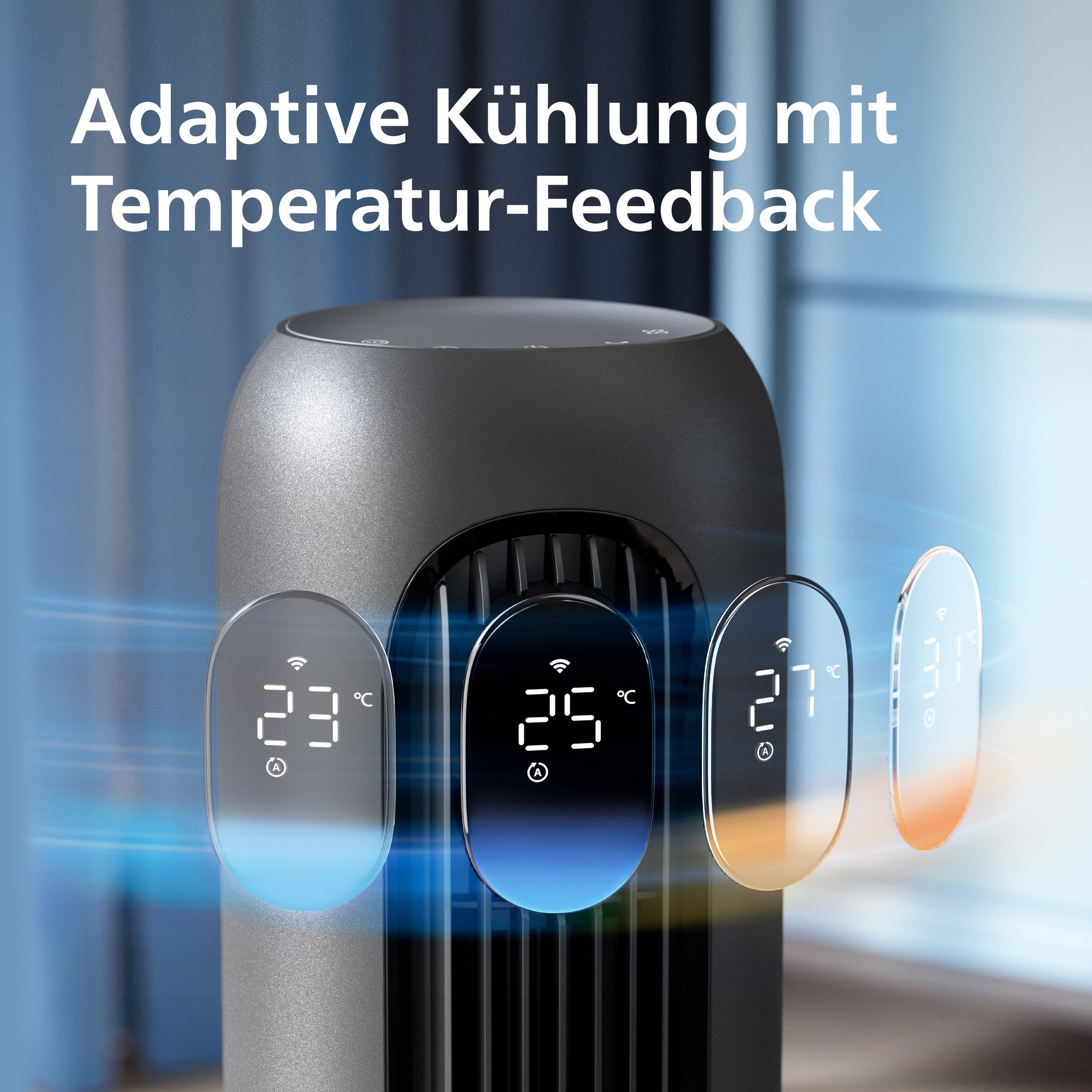 Philips Turmventilator CX7550 Serie 7000 mit 12 Geschwindigkeiten u. Aromatherapie-Zusatz, Oszillierend, besonders leise, mit DC-Motor, Timer u. Fernbedienung – Bild 5 von 5