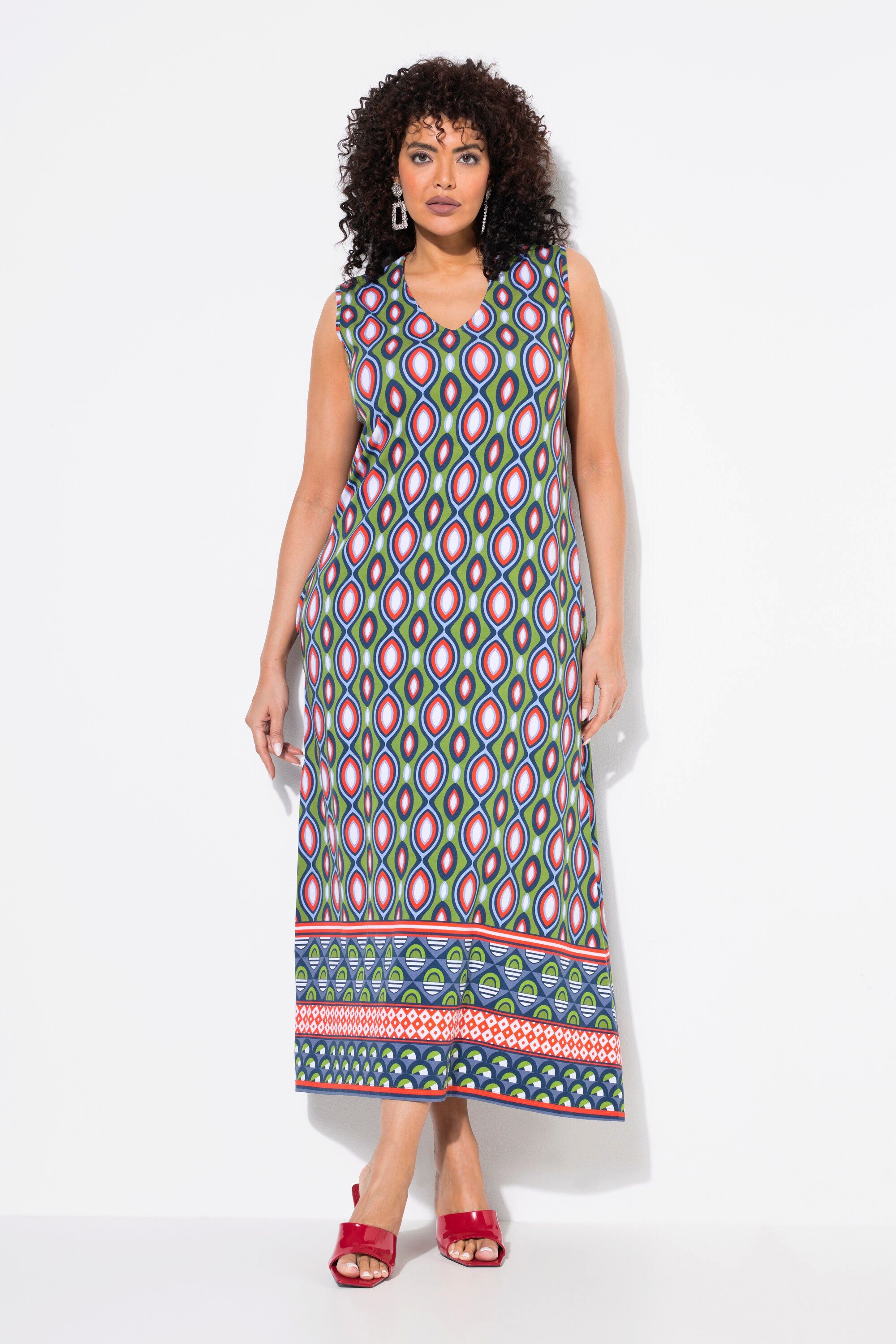 Ulla Popken Maxikleid Maxikleid A-Linie V-Ausschnitt günstig online kaufen
