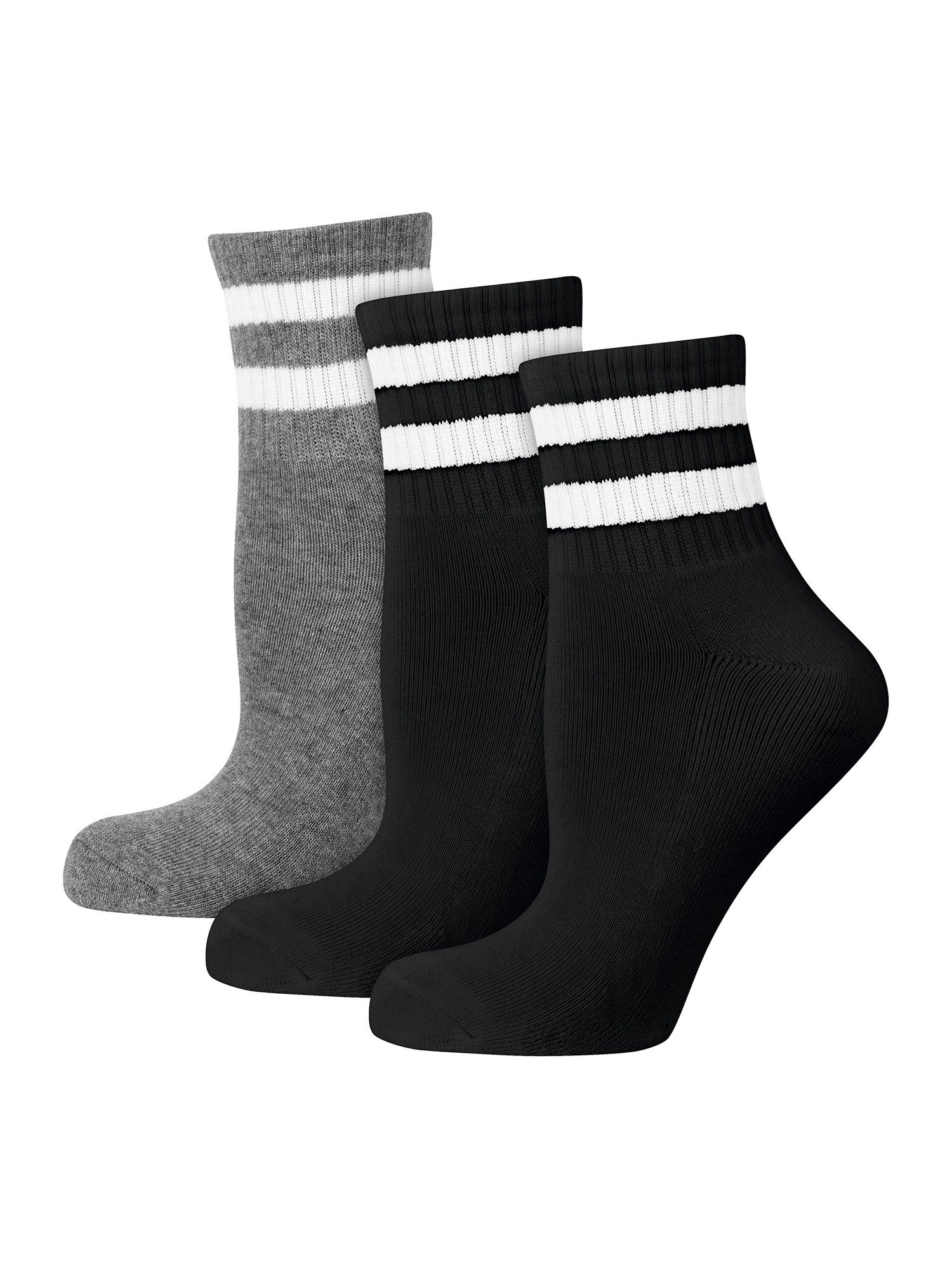 Sportsocken Freizeit Der Track Classic Tennis-Socken Short (15-Paar) schwarz/grau Nur