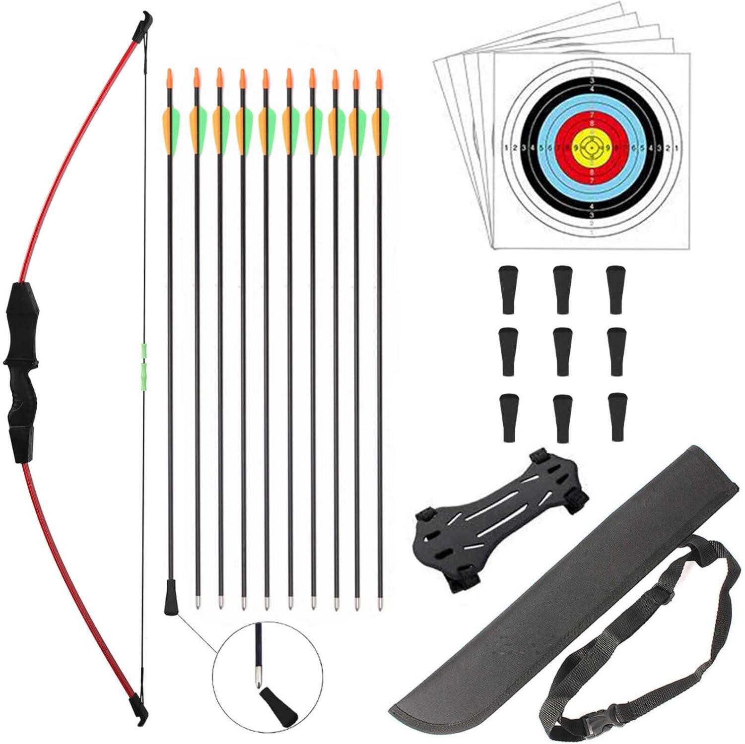 LuxusKollektion Recurvebogen Bogen und Pfeil Kinder Set Jugendbogen Recurve 15lbs Zielscheibe