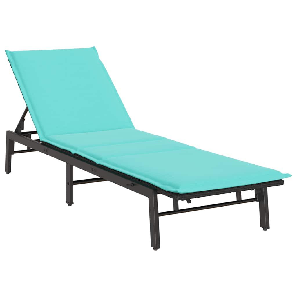 vidaXL Gartenliege Sonnenliege mit Auflage Schwarz Poly-Rattan, 1 St.