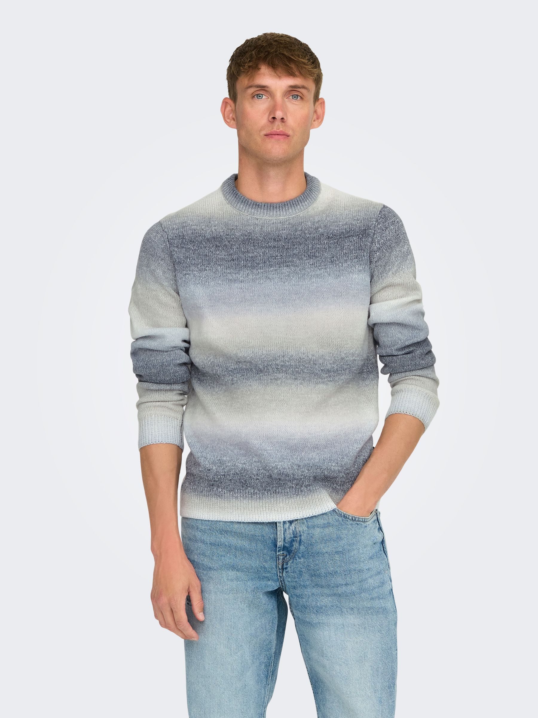 ONLY & SONS Strickpullover Strickpullover Rundhals Flachstrick Regular Fit ONSTIMBER REG 5 SPRAY CREW KNIT