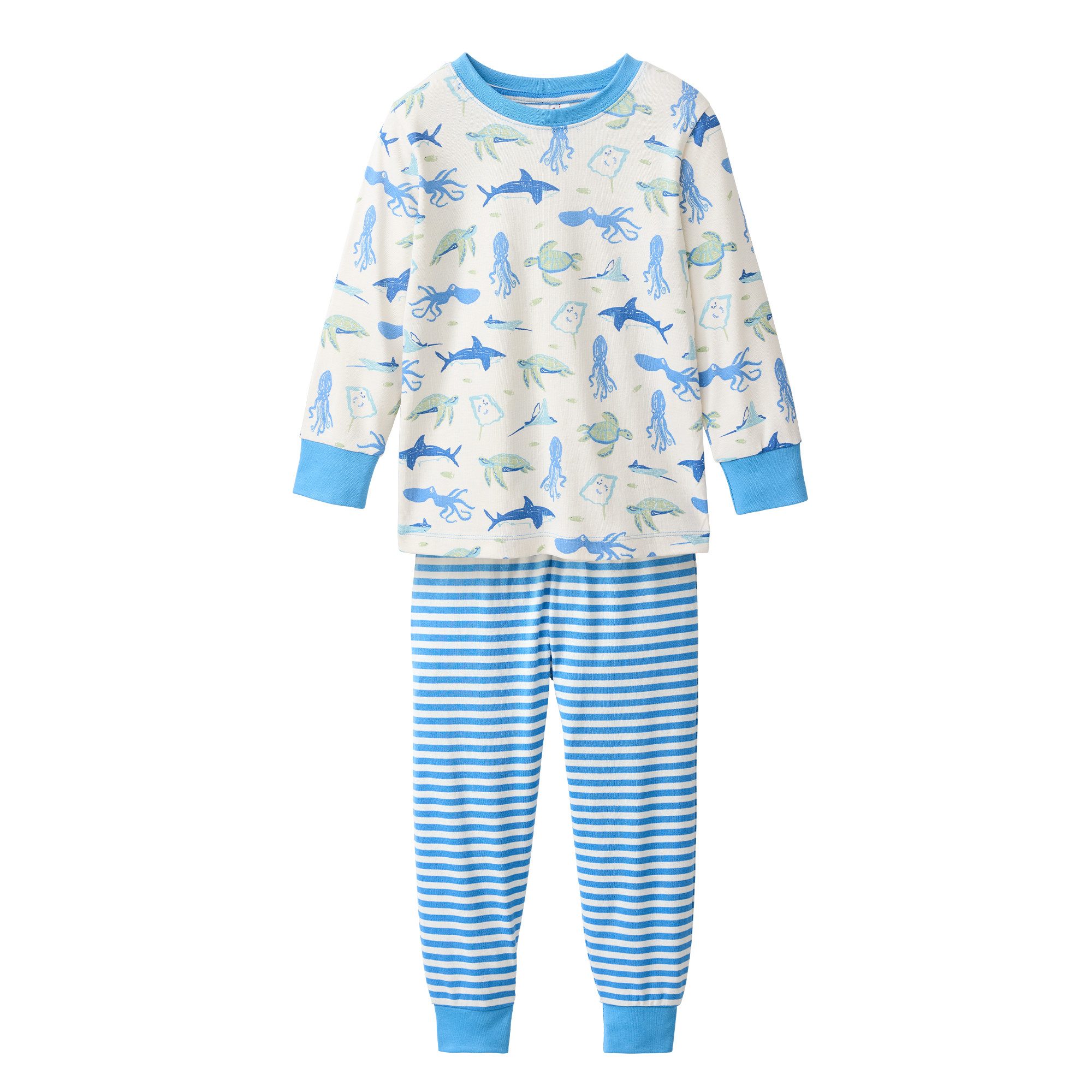 People Wear Organic Pyjama Set mit Sealife Motiv aus Bio-Baumwolle GOTS zertifiziert