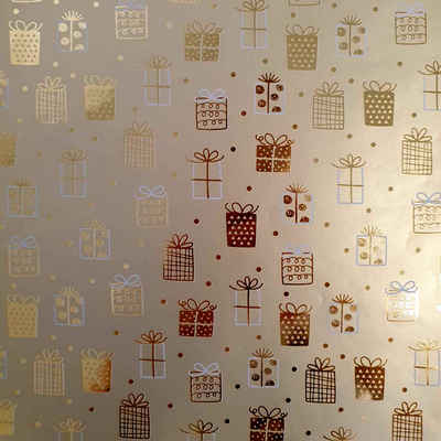 STAR Geschenkpapier, Geschenkpapier Geschenke Muster 70cm x 2m Rolle gold metallic