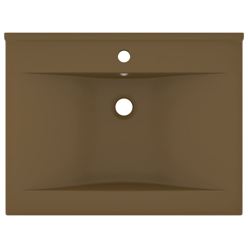vidaXL Waschbecken, Luxus-Waschbecken mit Hahnloch Matt-Creme 60x46 cm Keramik