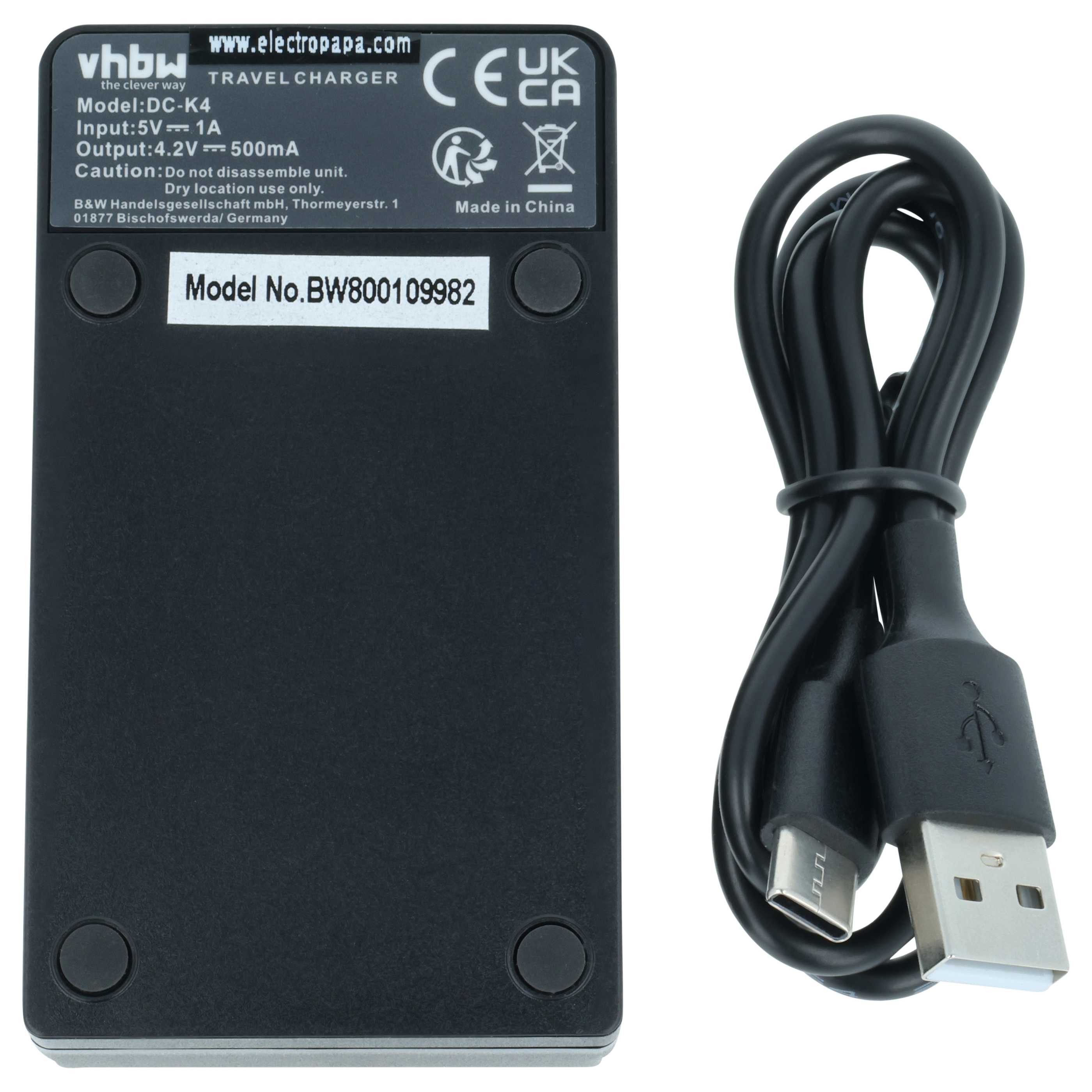 vhbw passend für Panasonic Lumix DMC-SZ10, DMC-SZ3, DMC-SZ3K, DMC-SZ3P, DMC Kamera-Ladegerät (Ladestation zum Laden eines Akkus an jeder USB-Buchse z.B. am PC) – Bild 4 von 5