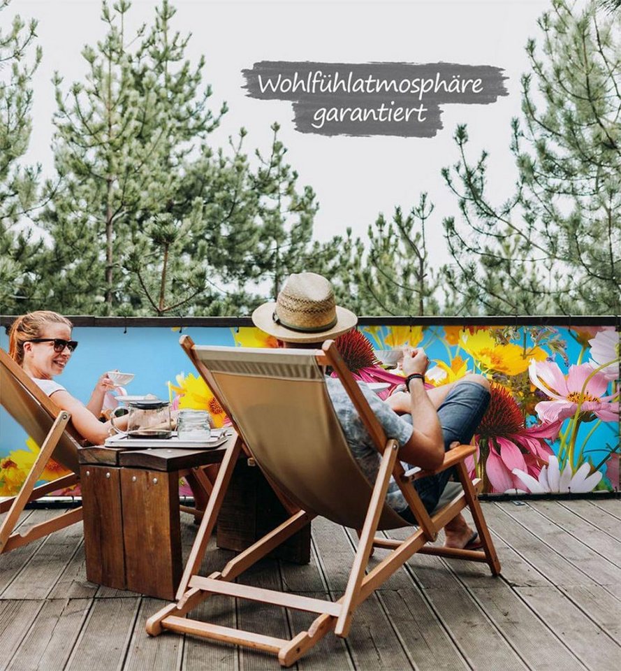 Thumbnail - MyMaxxi Sichtschutzelement Balkonbanner Sonniges Blumenfeld Balkon Sichtschutz Garten