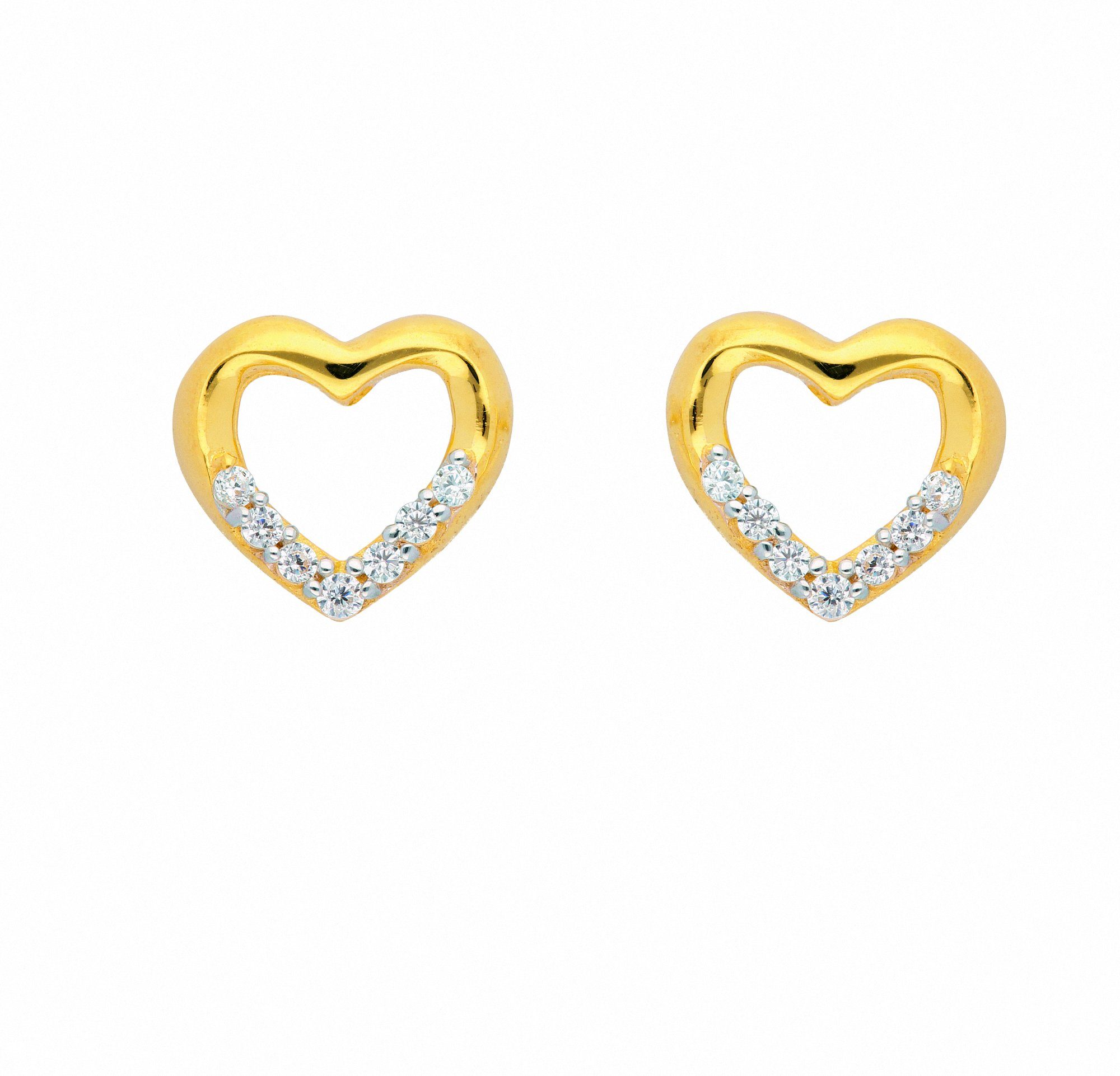 Adelia´s Paar Ohrhänger 1 Paar 333 Gold Ohrringe / Ohrstecker Herz mit  Zirkonia, mit Zirkonia Goldschmuck für Damen