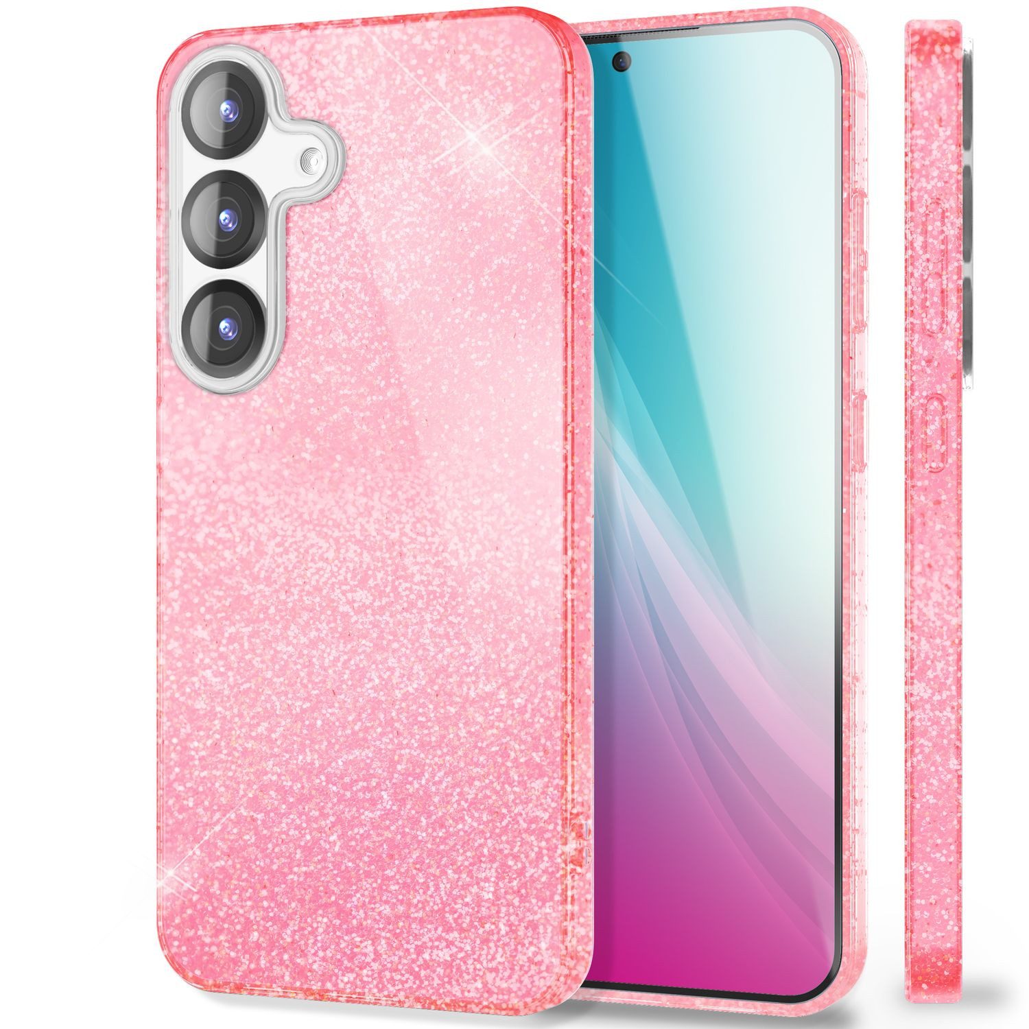 Nalia Smartphone-Hülle Samsung Galaxy S25 Plus 17 cm (6,7 Zoll), ShinePop / Glänzende Glitzer Hülle / Glamour Pailletten / Glitter Case