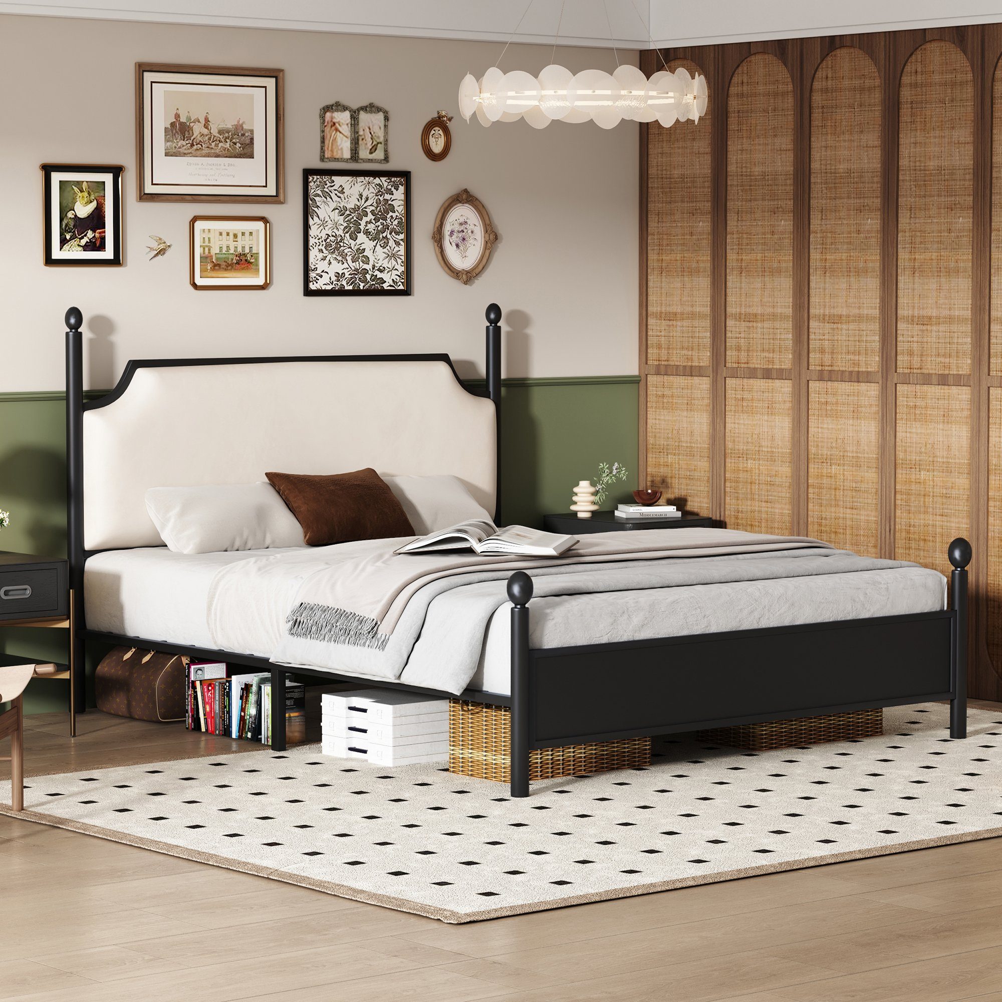 Metallbett (Doppelbett), mit Kopfteil und Lattenrost, 140x200 cm
