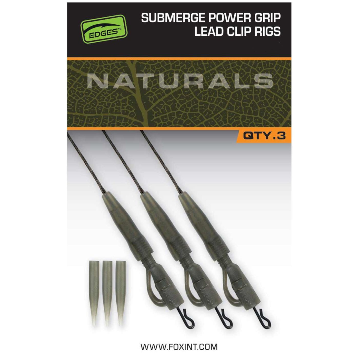 FOX International Karpfenhaken Fox Naturals Submerge Power Grip Lead Clip Leader 30lb 75cm