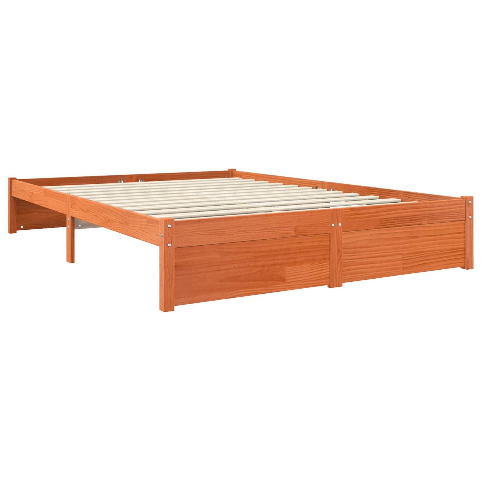 vidaXL Bett Bettrahmen Wachsbraun 120 x 200 cm Massivholz Kiefer (1-tlg) günstig online kaufen