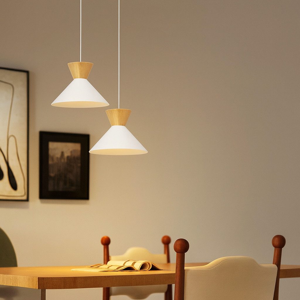 ZMH Pendelleuchte Esszimmer 2 Stück Schwarz/ Weiß 1 Flammig Hängeleuchte Ø25cm Flur, ohne Leuchtmittel, E27 Metall Industrial Design …