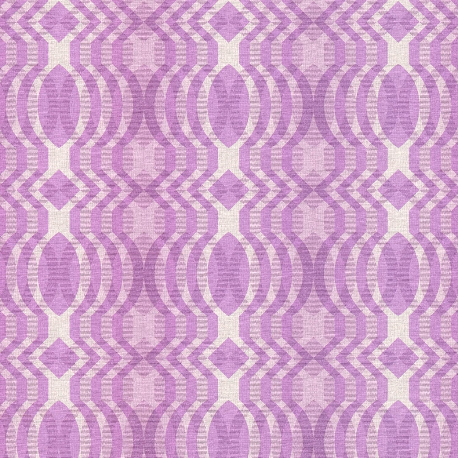 Profhome Vliestapete 395343-GU Retro Tapete grafisch matt lila violett creme-weiß, geprägt, (1 Rolle, 4,51 qm), heißgeprägte Vliestapete, flieder