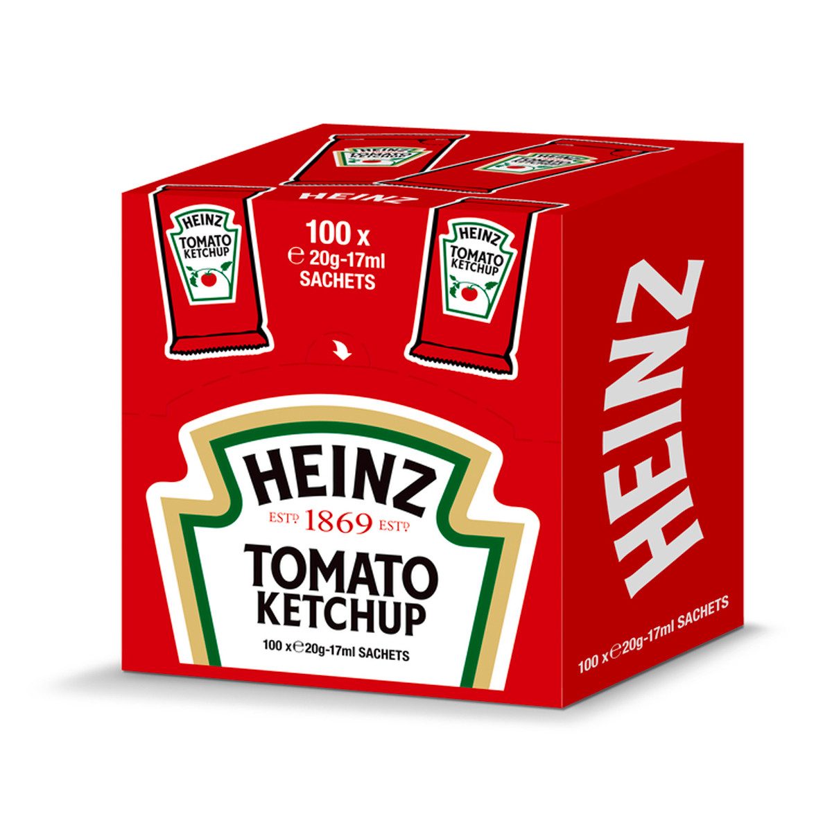 Heinz Saucen, Heinz Tomato Ketchup CUBE Sachet fruchtig würzig 100 x 17ml 1700ml