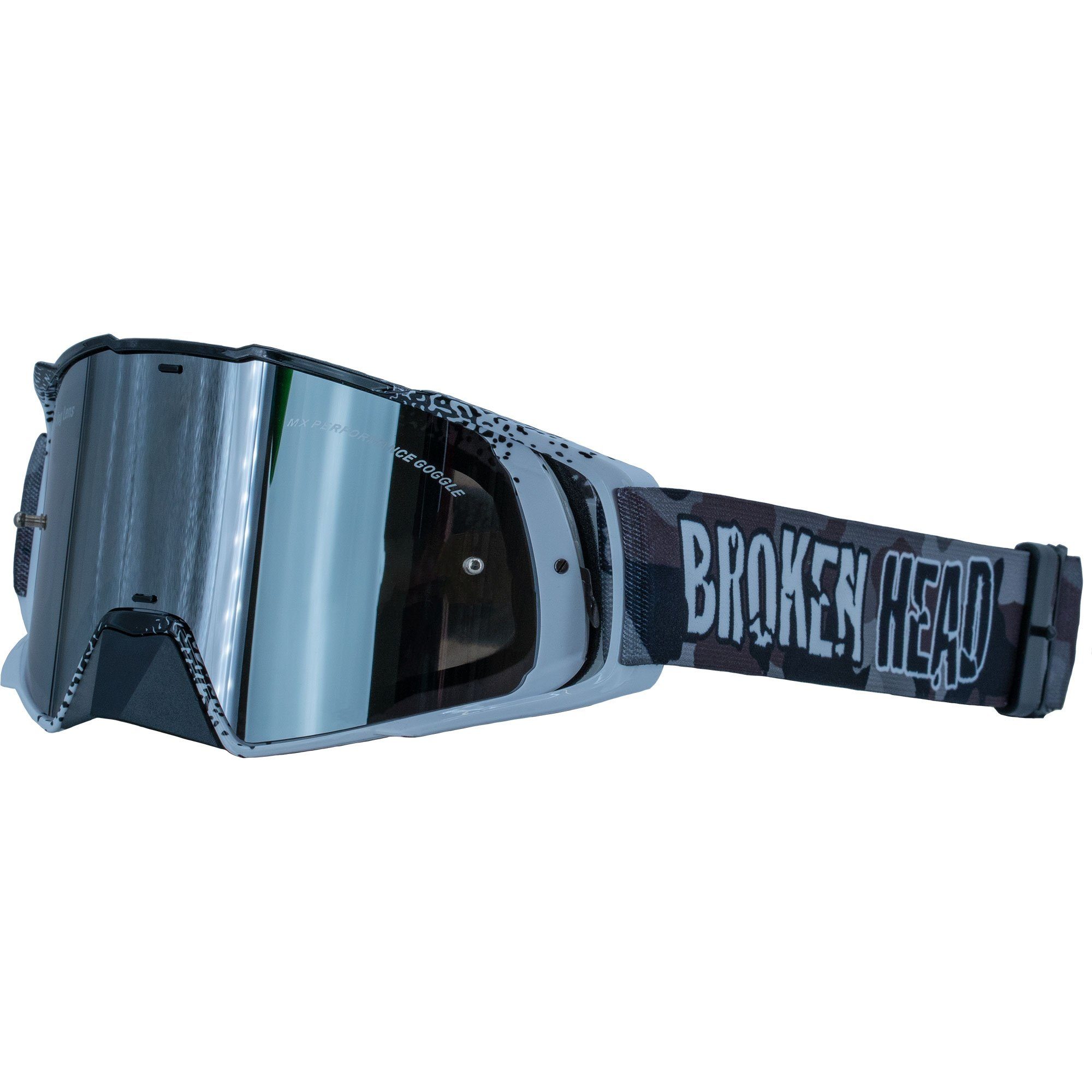 Schwarz, Größe MX-Regulator verstellbar Motorradbrille Broken Head